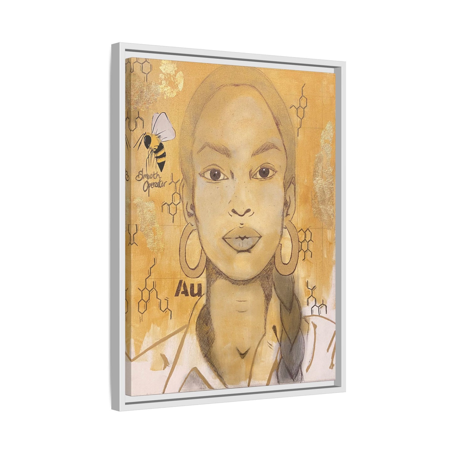 Sade- Gold "Au" Series Framed Canvas Art Multi-Color Wall Decor