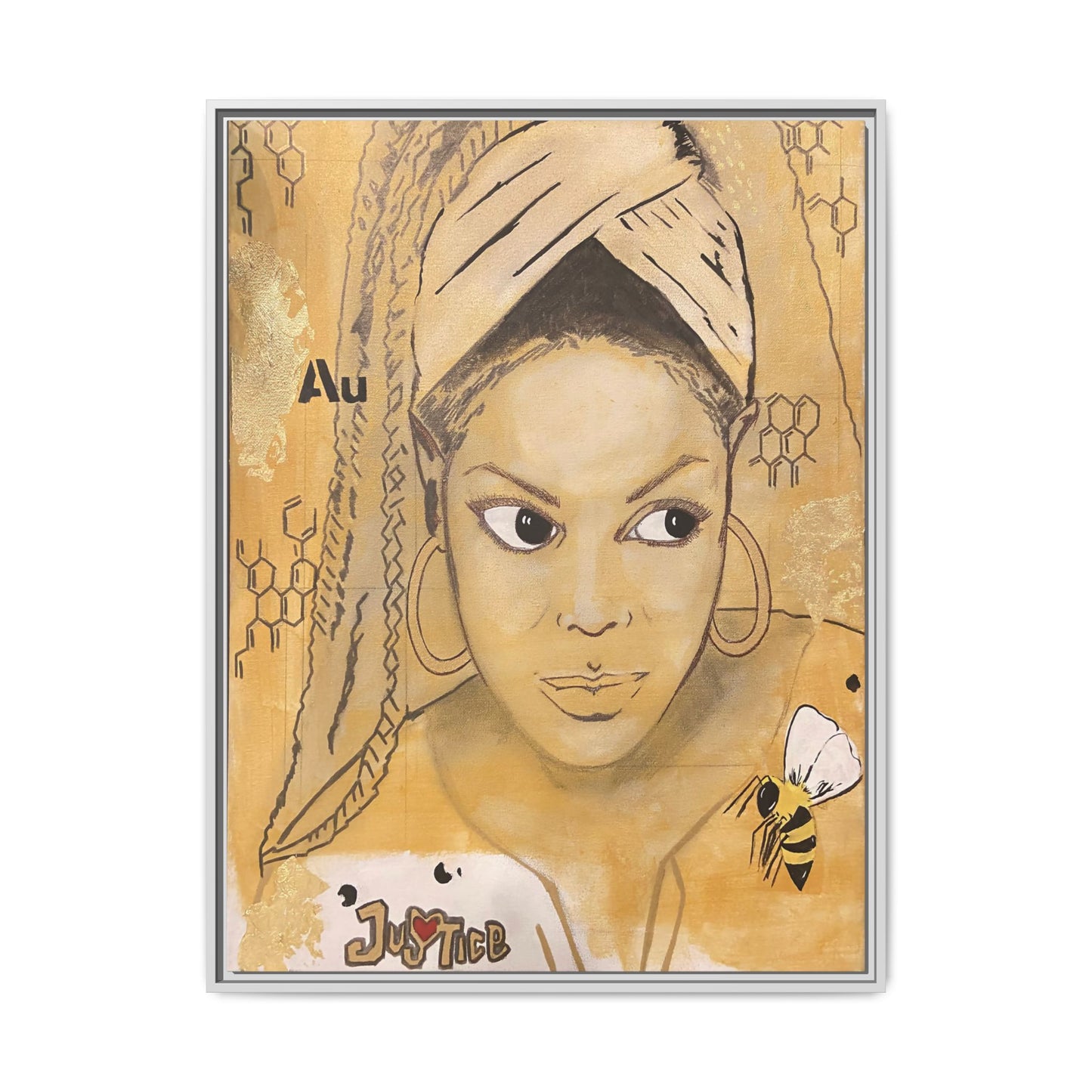 Janet Jackson- Gold "Au" Series Framed Multi-Color Matte Canvas Art -