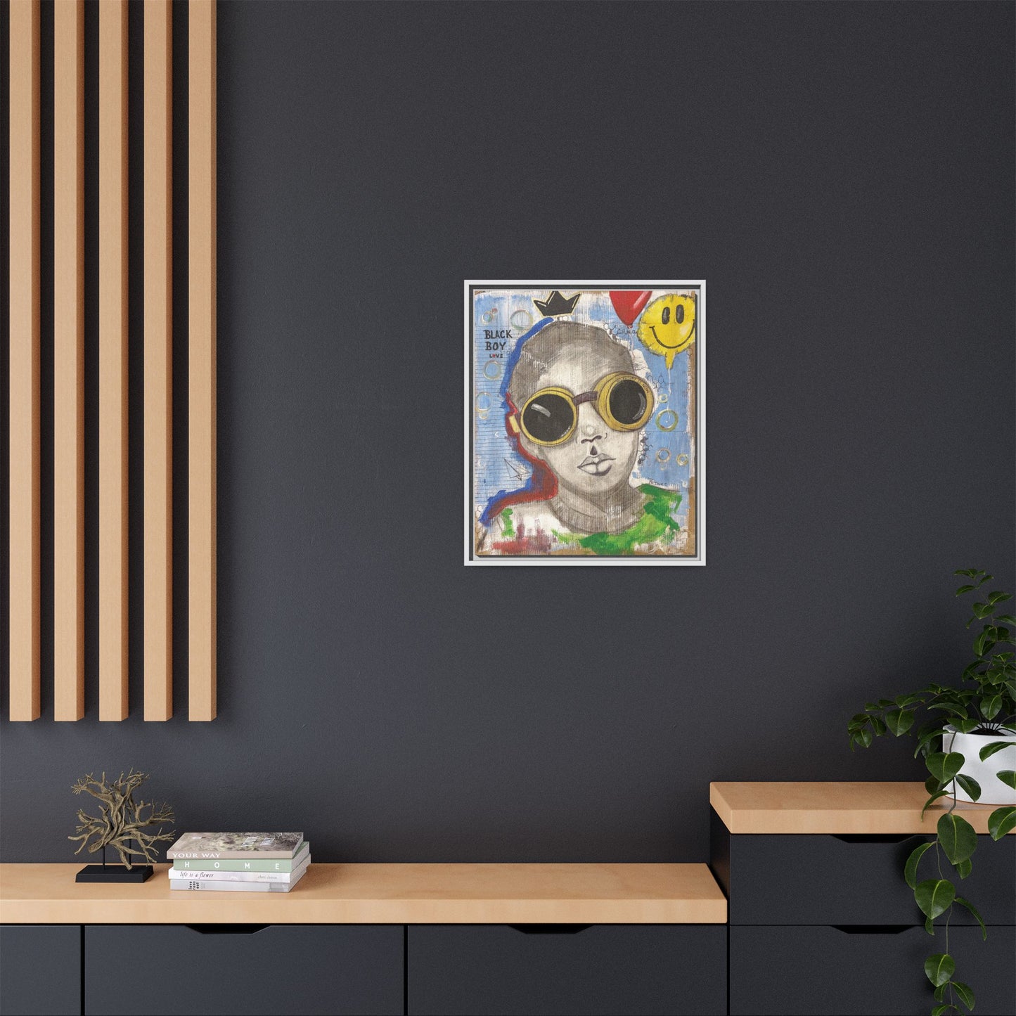 Black Boy Joy "Prince" -Framed Canvas Art Print Multi-Color Wall Decor