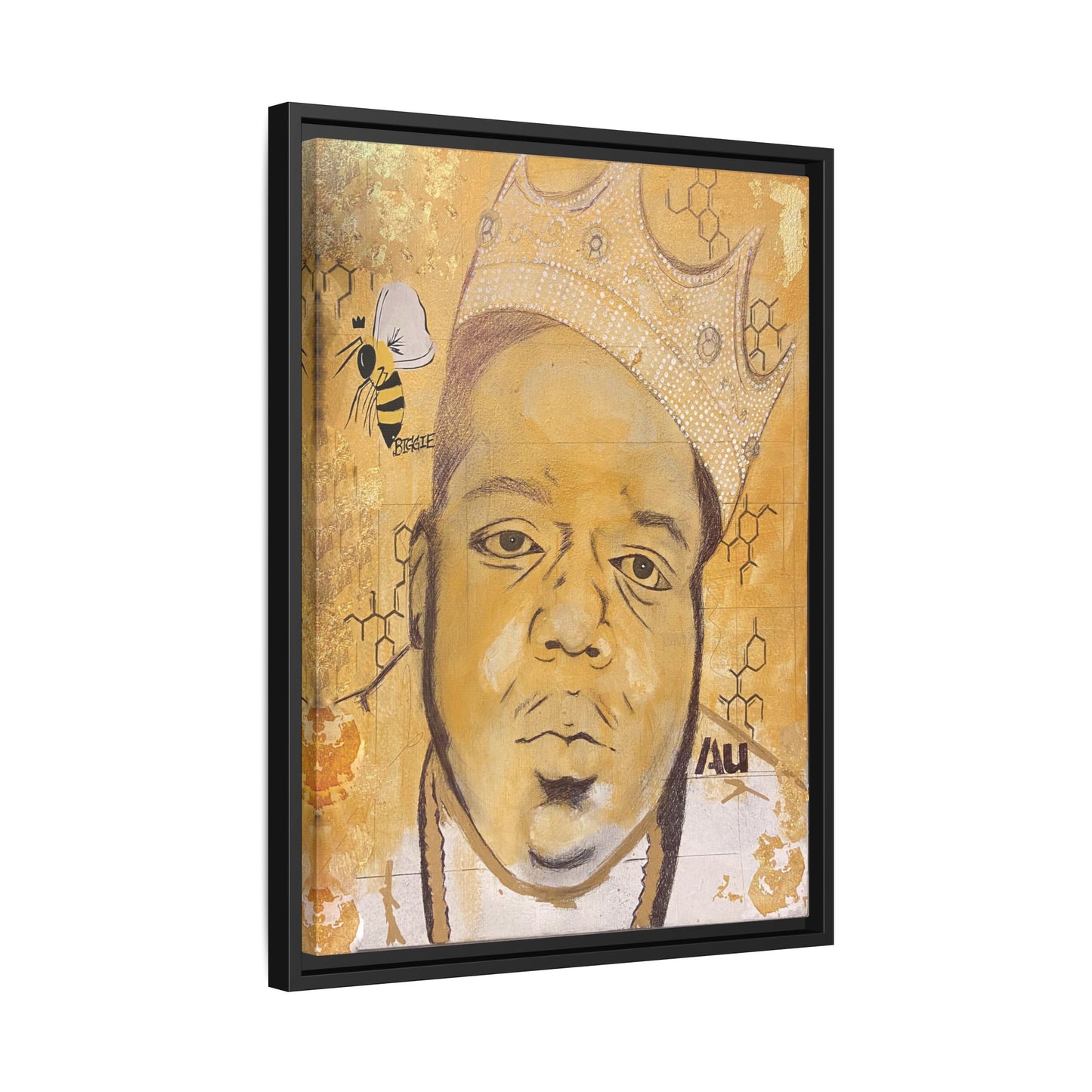 Biggie Smalls - Gold "Au" Series Framed Multi-Color Canvas Art Hip Hop Culture