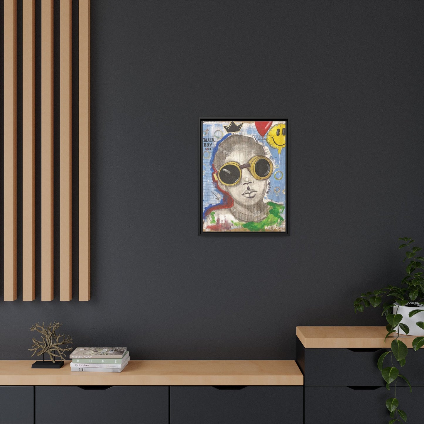 Black Boy Joy "Prince" -Framed Canvas Art Print Multi-Color Wall Decor