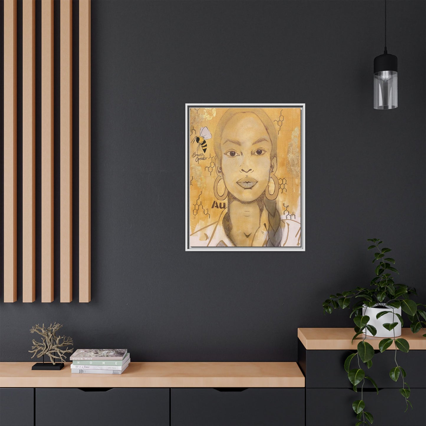 Sade- Gold "Au" Series Framed Canvas Art Multi-Color Wall Decor