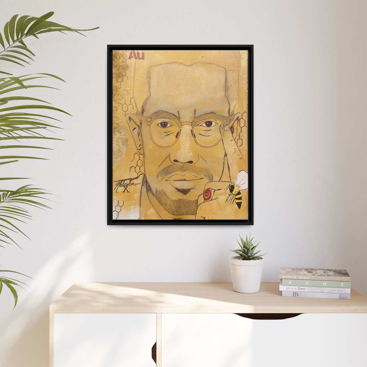 Malcolm X- Gold "Au" Series Framed Art Print Multi-Color