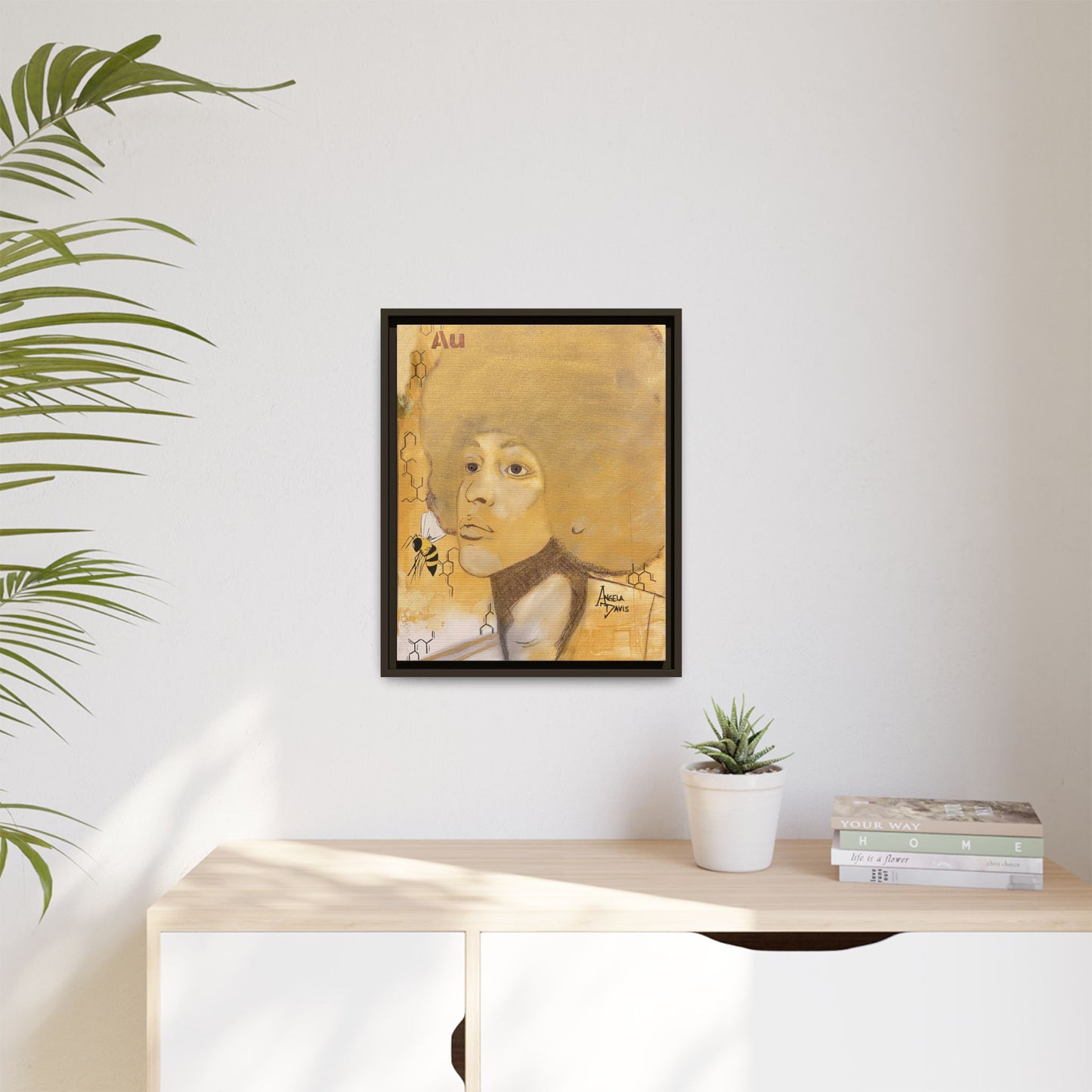 Angela Davis- Gold "Au" Series Framed Matte Canvas Art