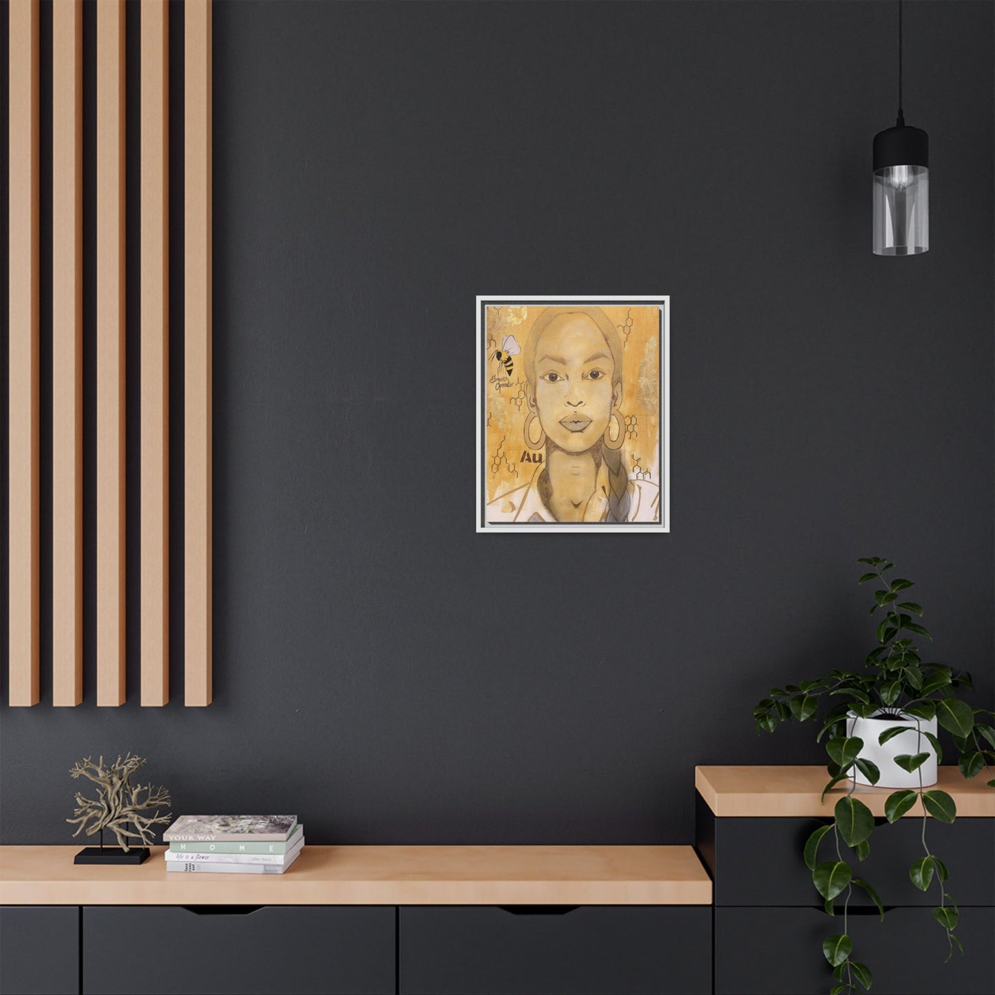 Sade- Gold "Au" Series Framed Canvas Art Multi-Color Wall Decor
