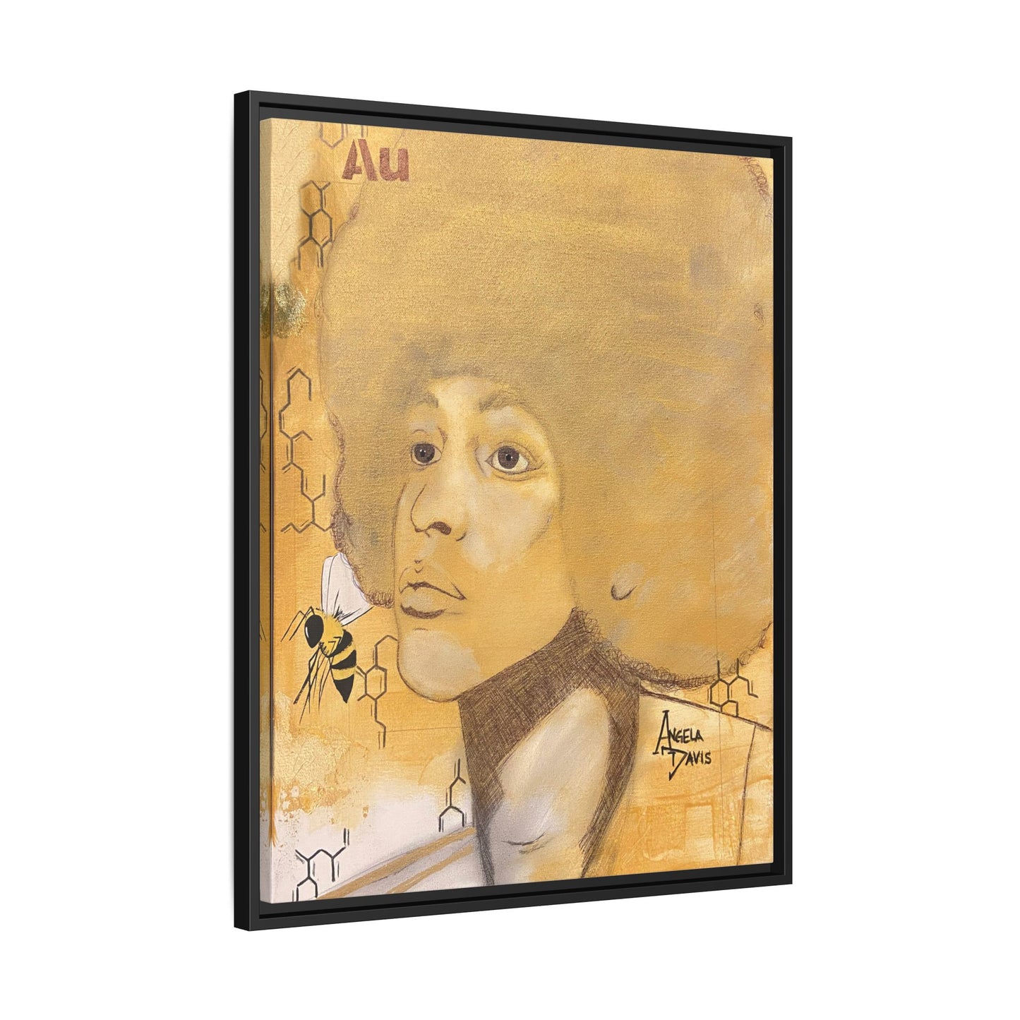 Angela Davis- Gold "Au" Series Framed Matte Canvas Art