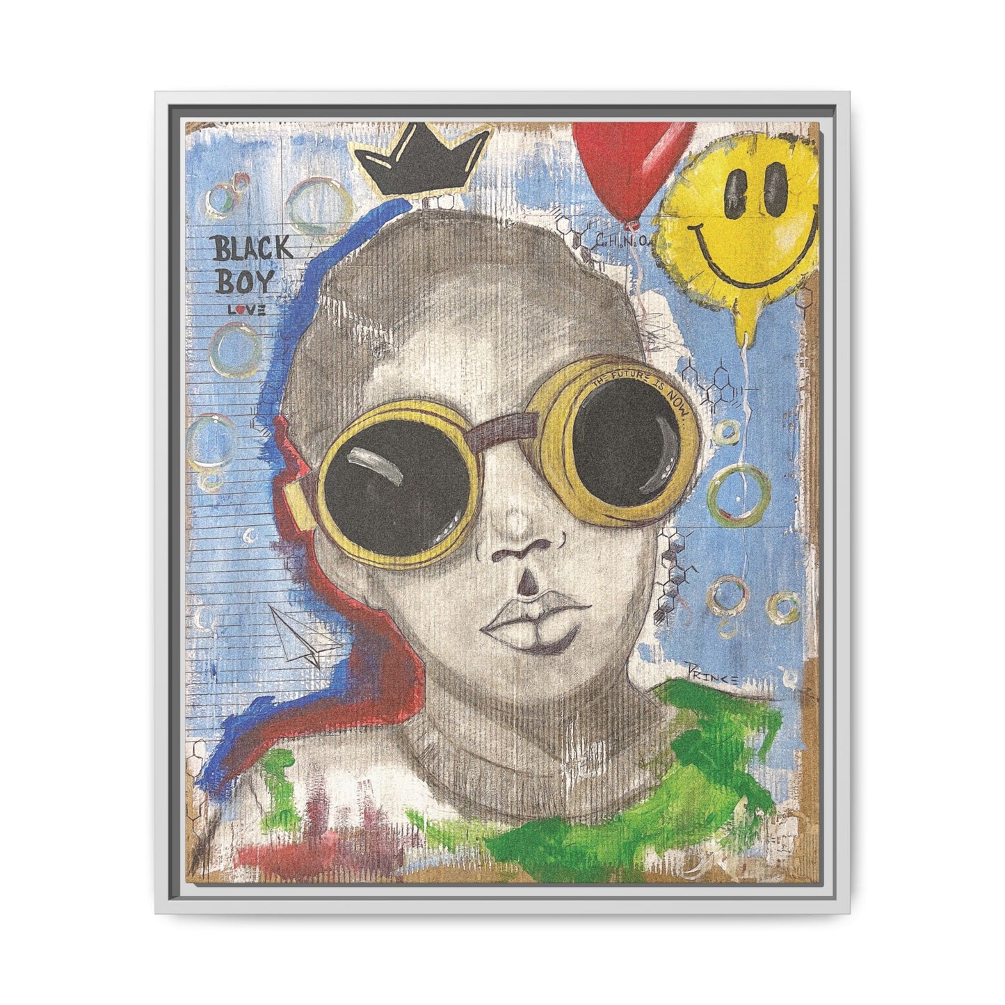 Black Boy Joy "Prince" -Framed Canvas Art Print Multi-Color Wall Decor