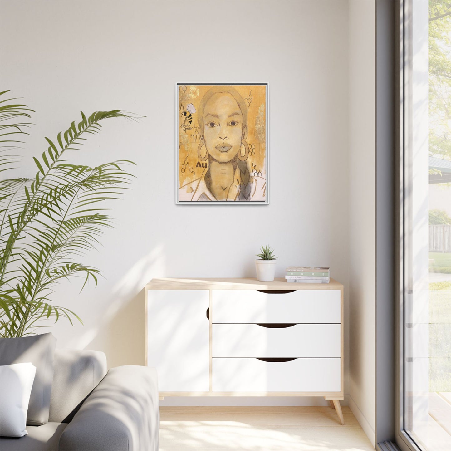 Sade- Gold "Au" Series Framed Canvas Art Multi-Color Wall Decor