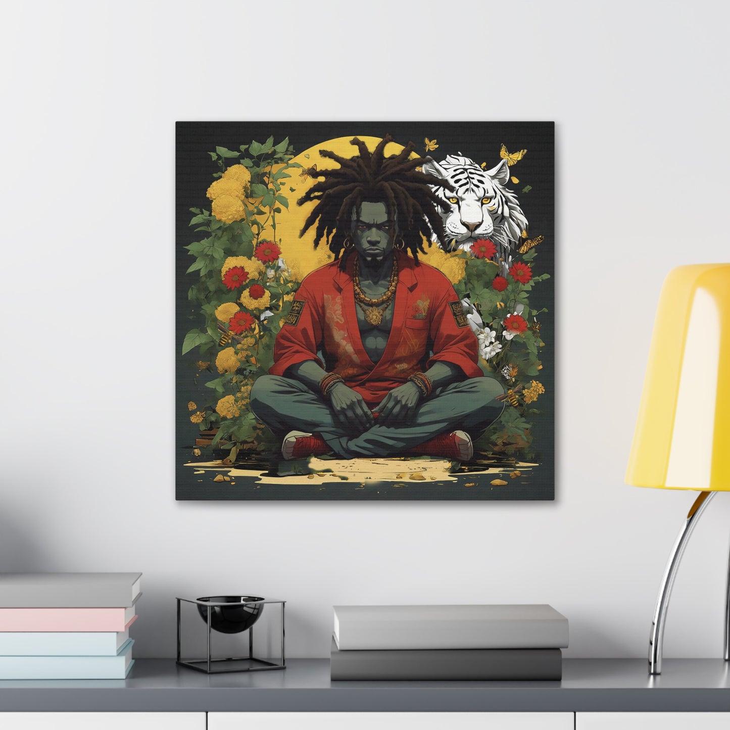 AfroBotRai White Tiger Meditation "Meditation" Canvas Gallery Wraps