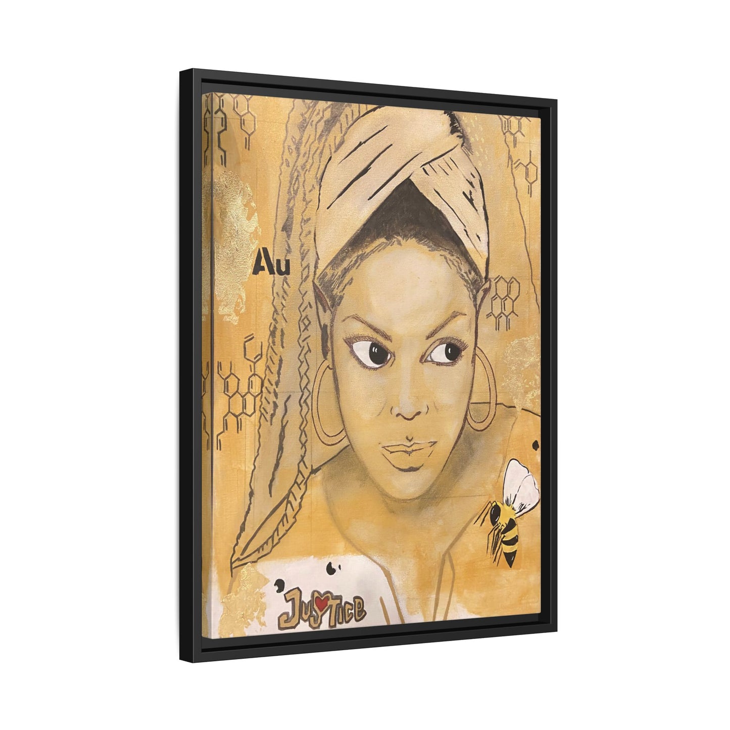 Janet Jackson- Gold "Au" Series Framed Multi-Color Matte Canvas Art -