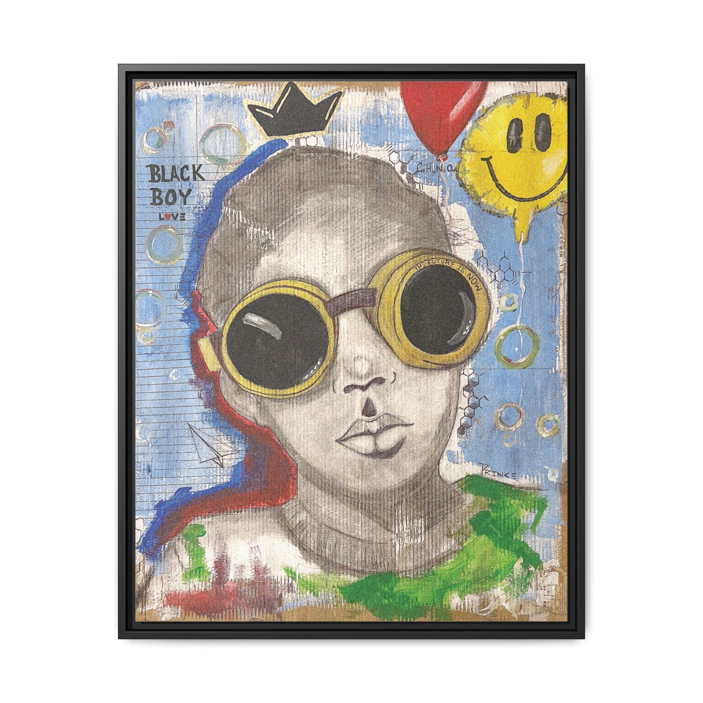 Black Boy Joy "Prince" -Framed Canvas Art Print Multi-Color Wall Decor