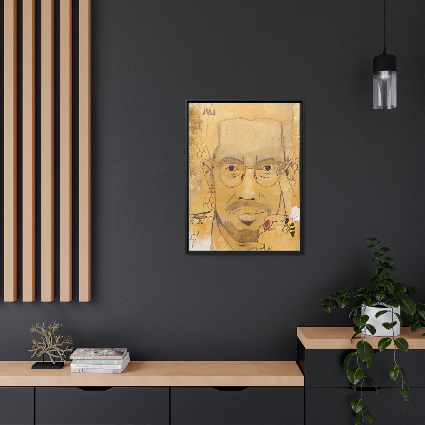 Malcolm X- Gold "Au" Series Framed Art Print Multi-Color