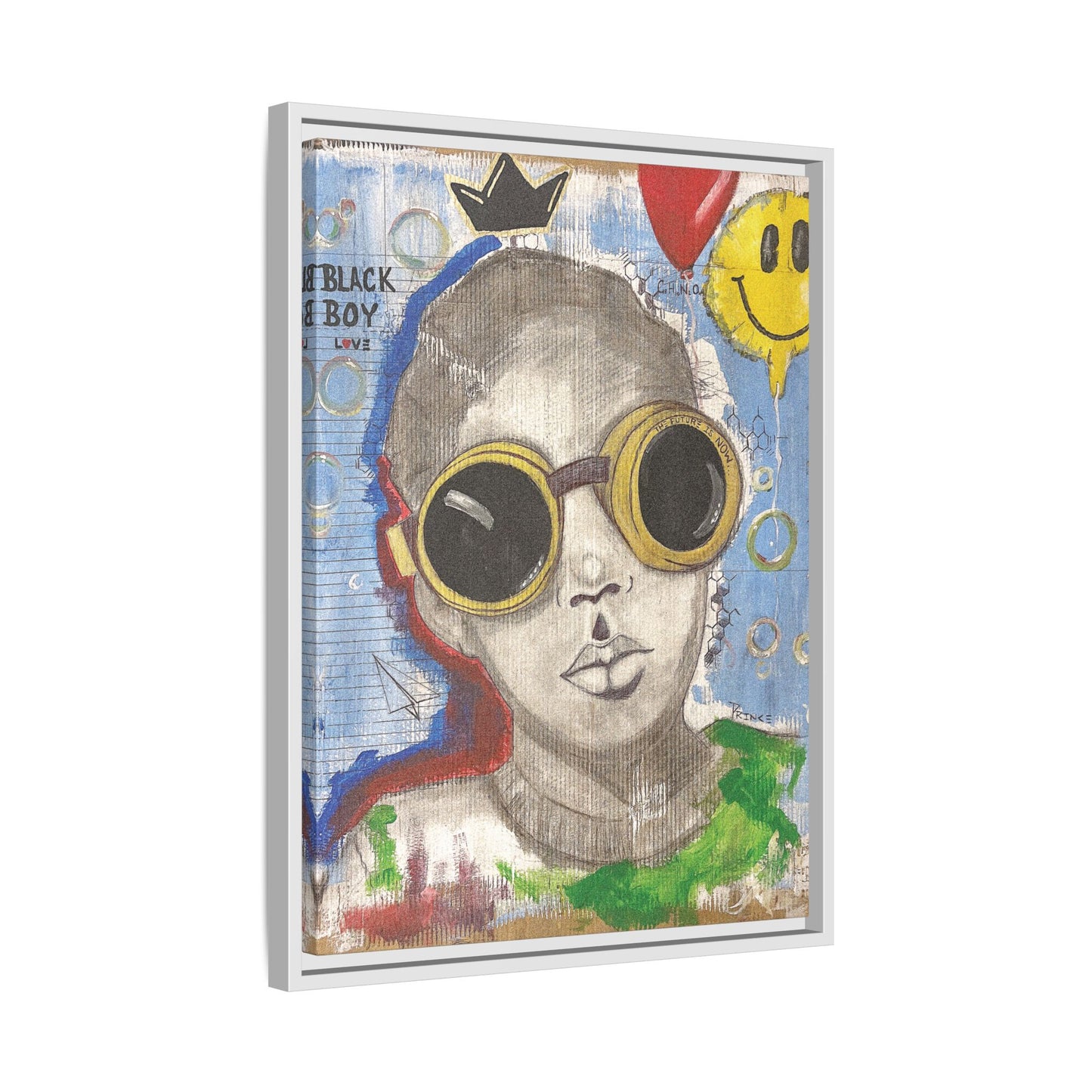 Black Boy Joy "Prince" -Framed Canvas Art Print Multi-Color Wall Decor