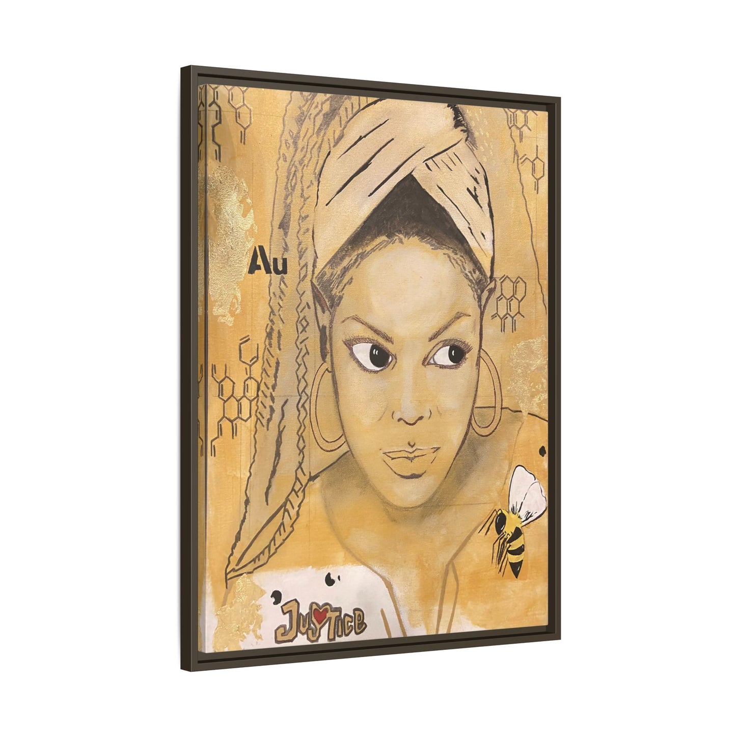 Janet Jackson- Gold "Au" Series Framed Multi-Color Matte Canvas Art -