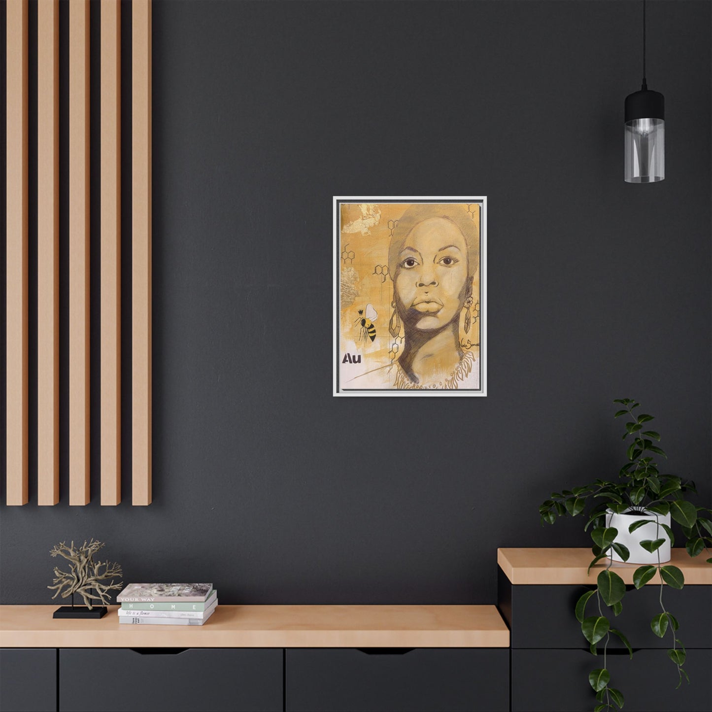 Nina Simone Gold "Au" Series Framed Canvas Art Portrait
