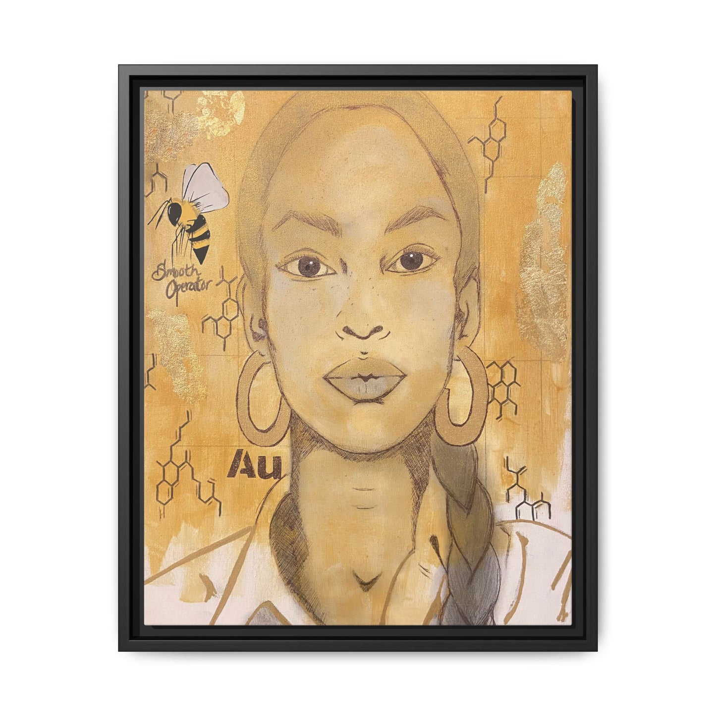 Sade- Gold "Au" Series Framed Canvas Art Multi-Color Wall Decor