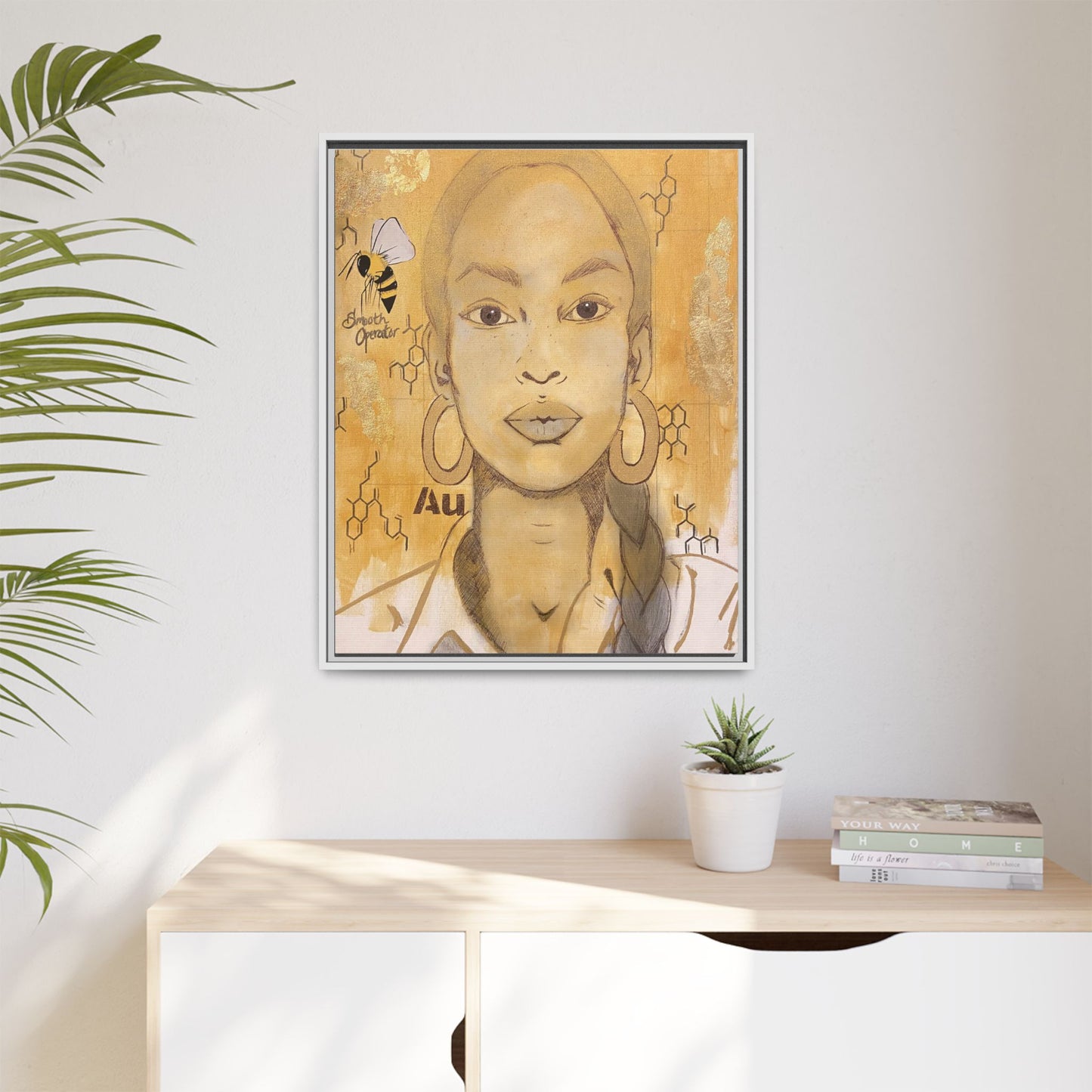 Sade- Gold "Au" Series Framed Canvas Art Multi-Color Wall Decor