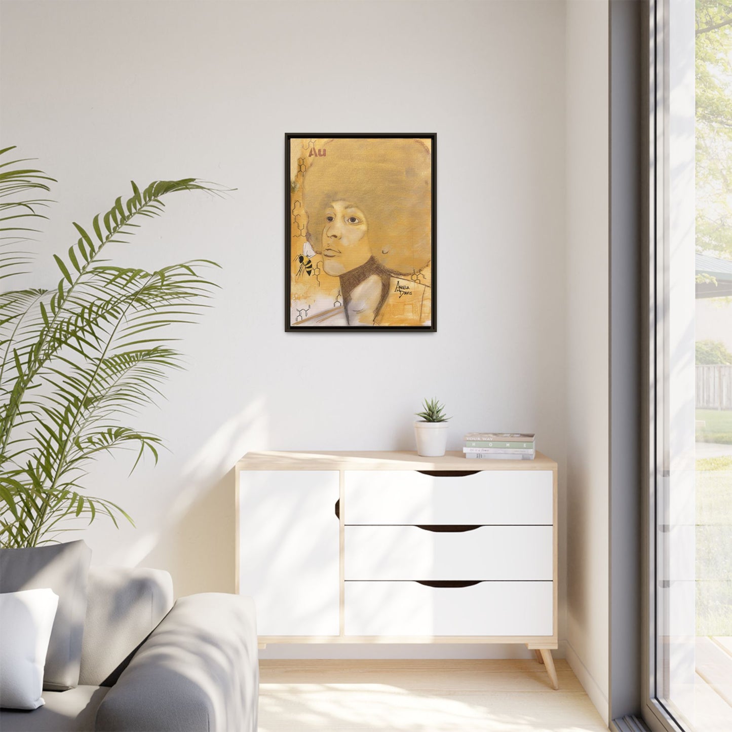 Angela Davis- Gold "Au" Series Framed Matte Canvas Art