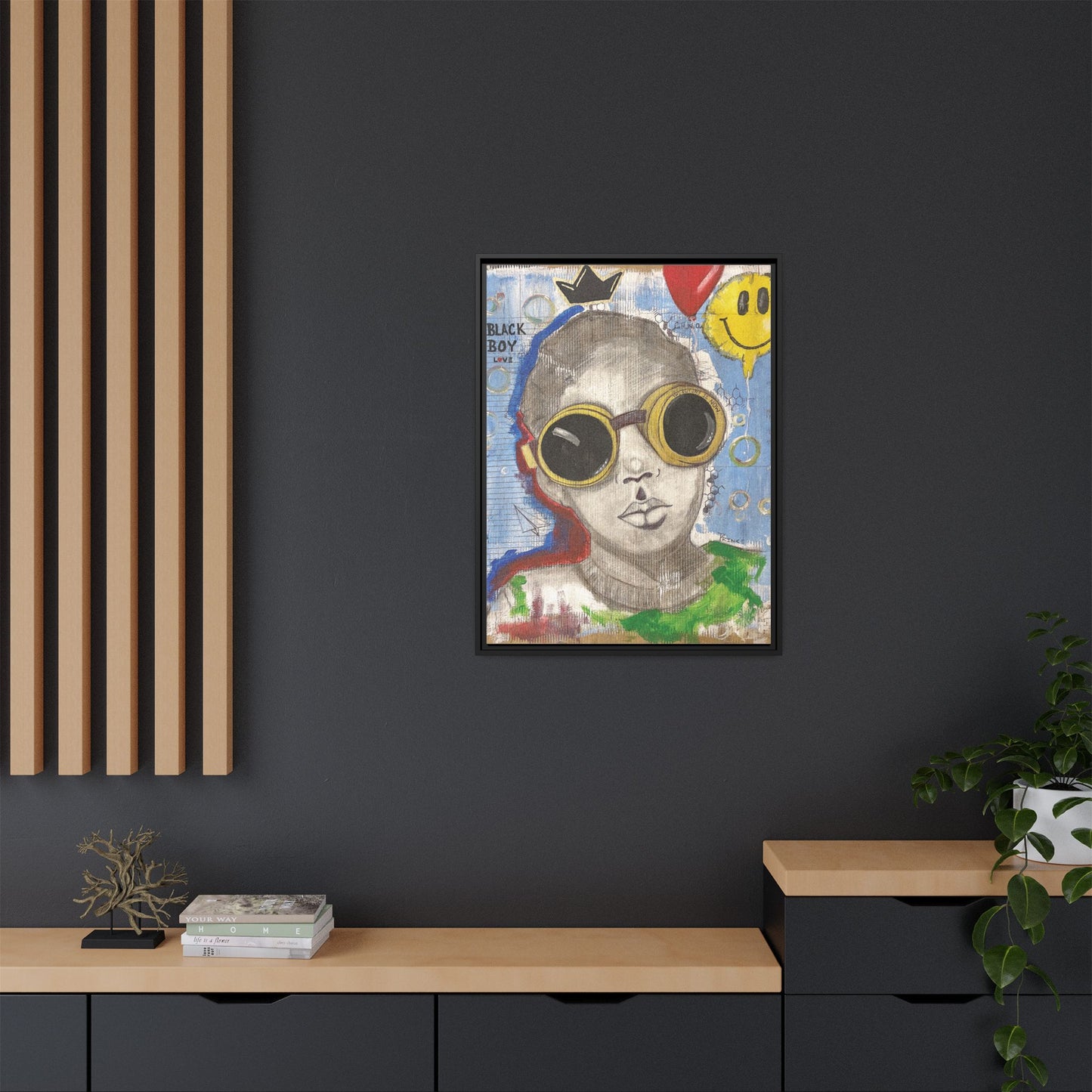 Black Boy Joy "Prince" -Framed Canvas Art Print Multi-Color Wall Decor