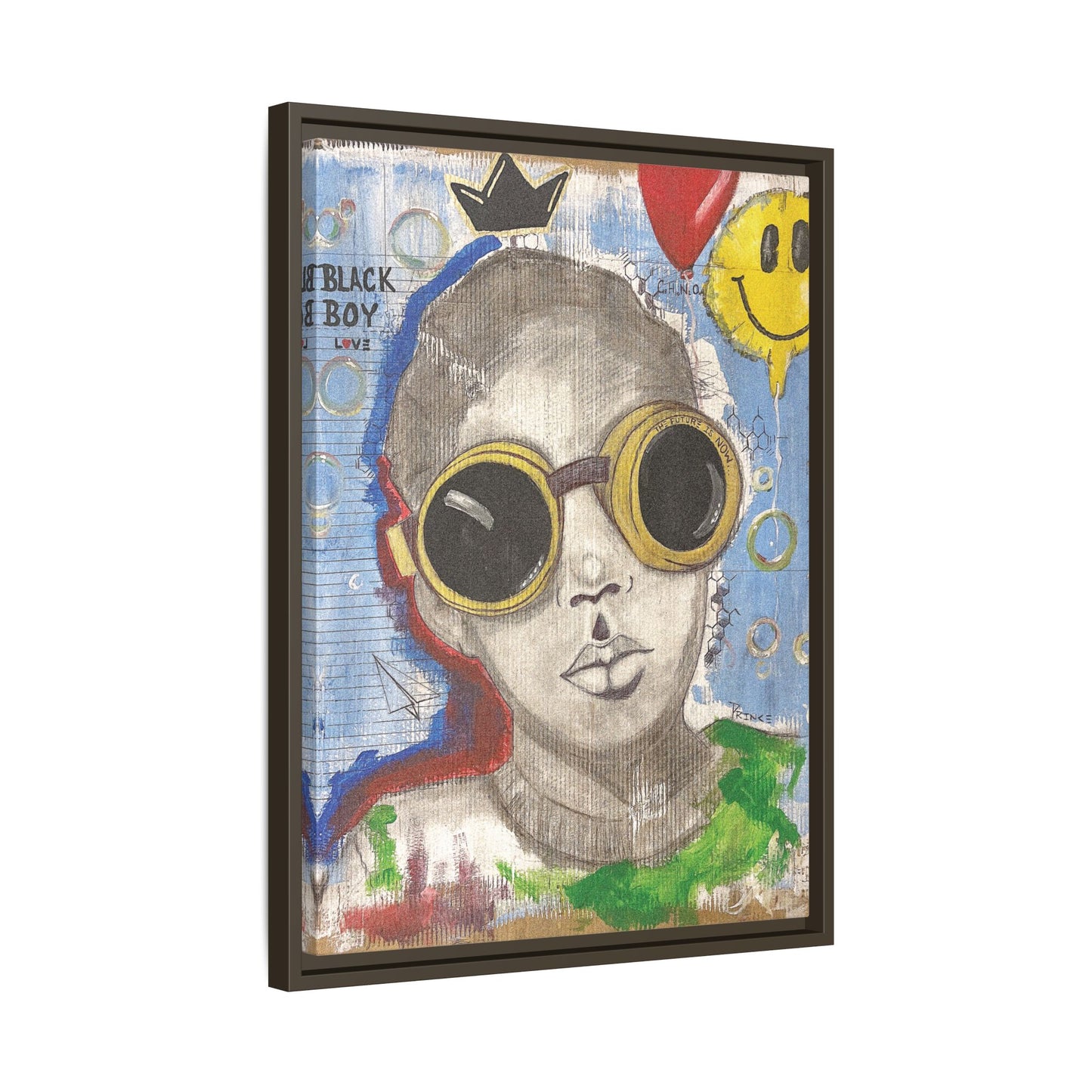 Black Boy Joy "Prince" -Framed Canvas Art Print Multi-Color Wall Decor