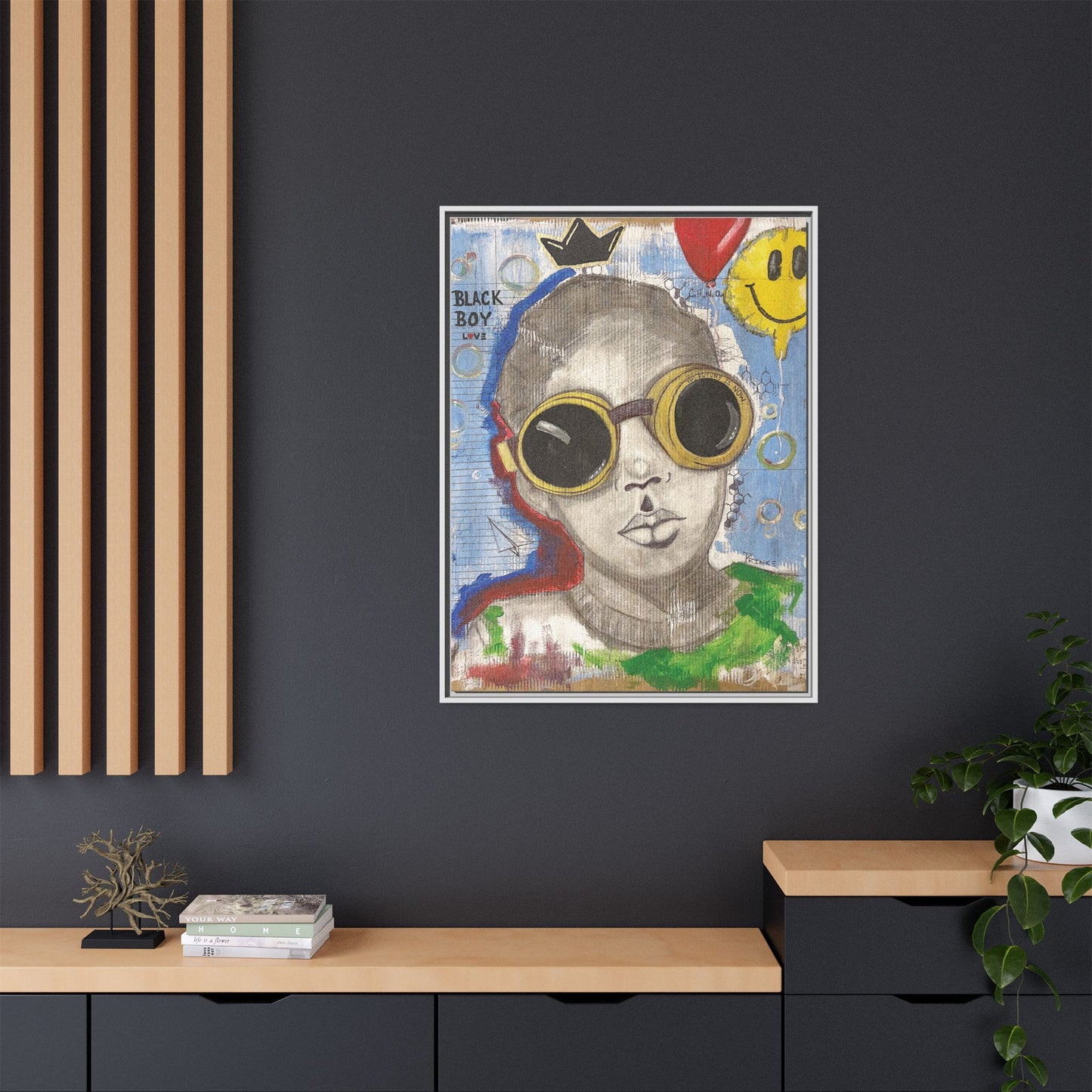 Black Boy Joy "Prince" -Framed Canvas Art Print Multi-Color Wall Decor