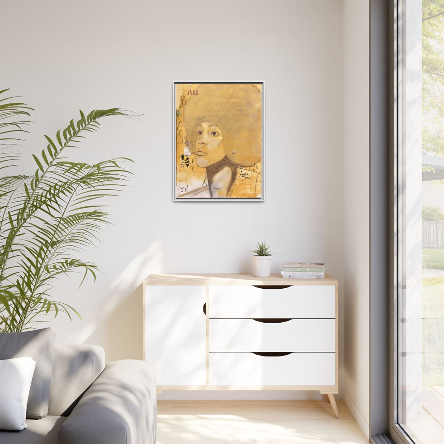 Angela Davis- Gold "Au" Series Framed Matte Canvas Art