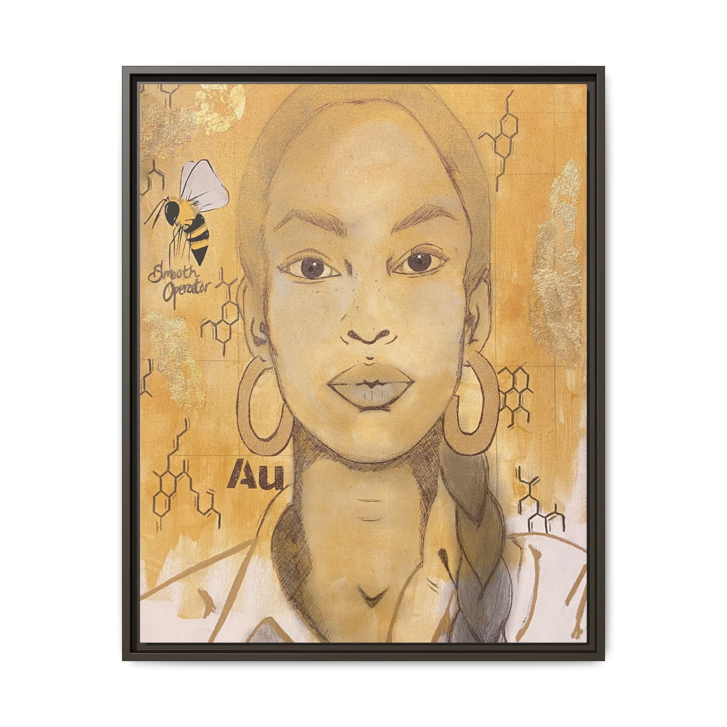 Sade- Gold "Au" Series Framed Canvas Art Multi-Color Wall Decor