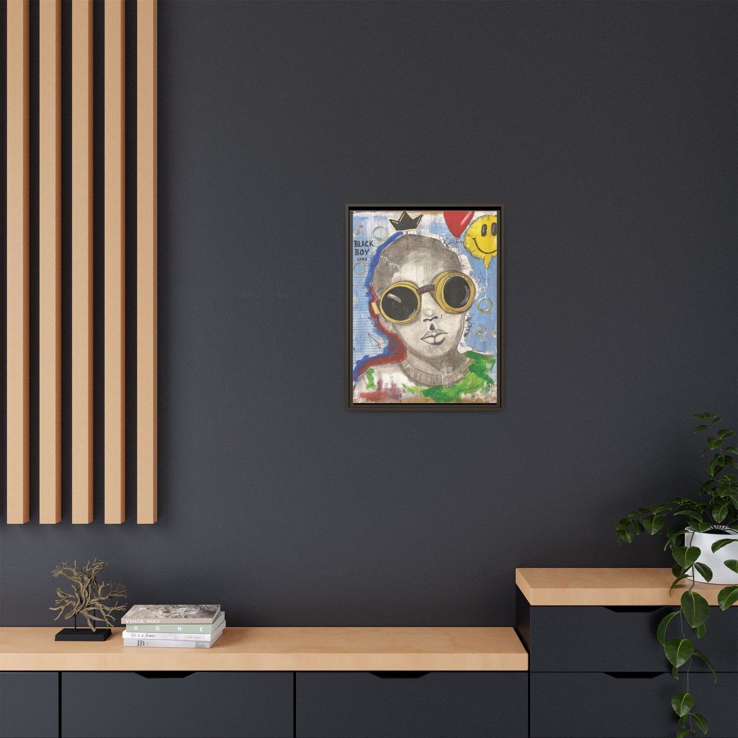 Black Boy Joy "Prince" -Framed Canvas Art Print Multi-Color Wall Decor