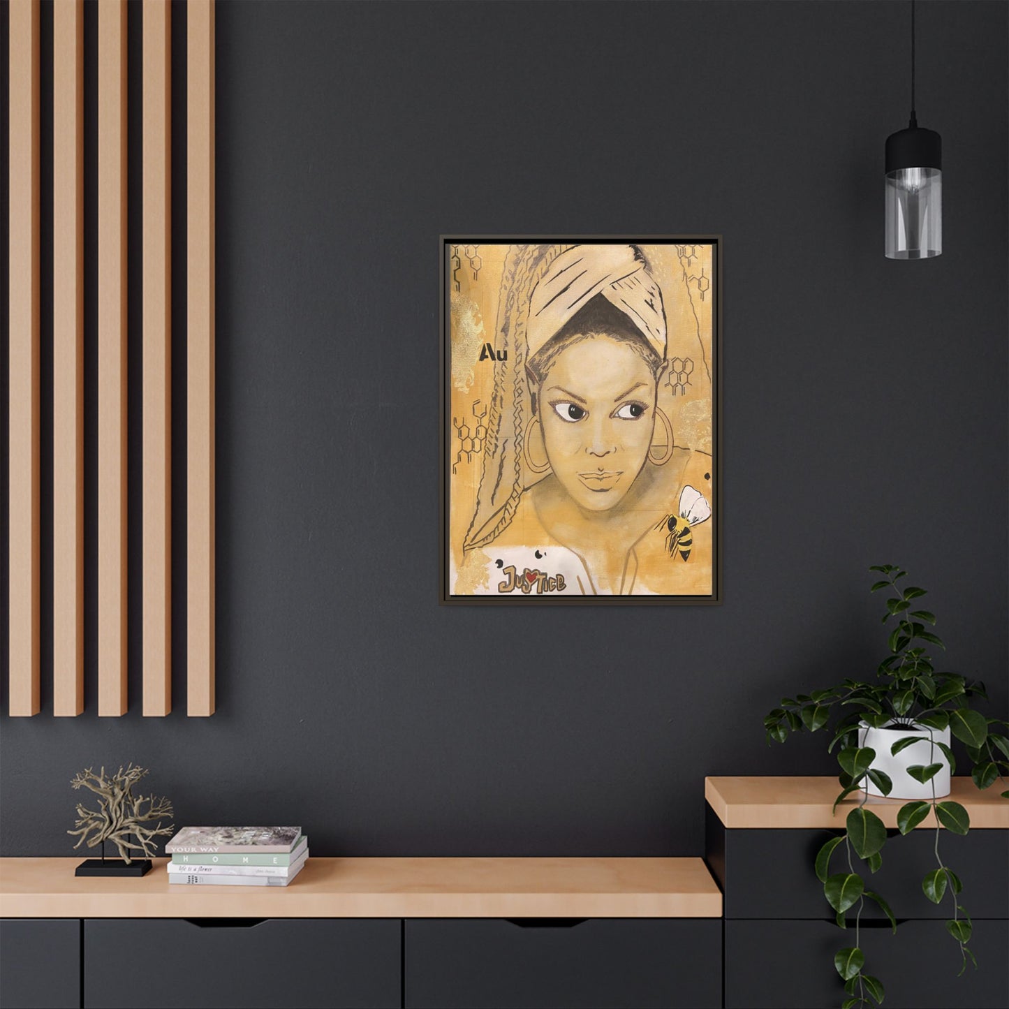 Janet Jackson- Gold "Au" Series Framed Multi-Color Matte Canvas Art -