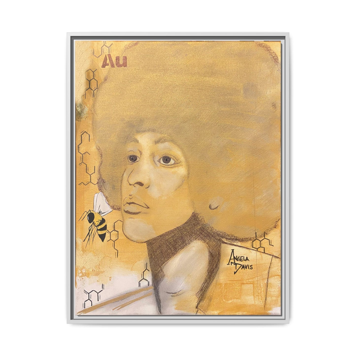 Angela Davis- Gold "Au" Series Framed Matte Canvas Art