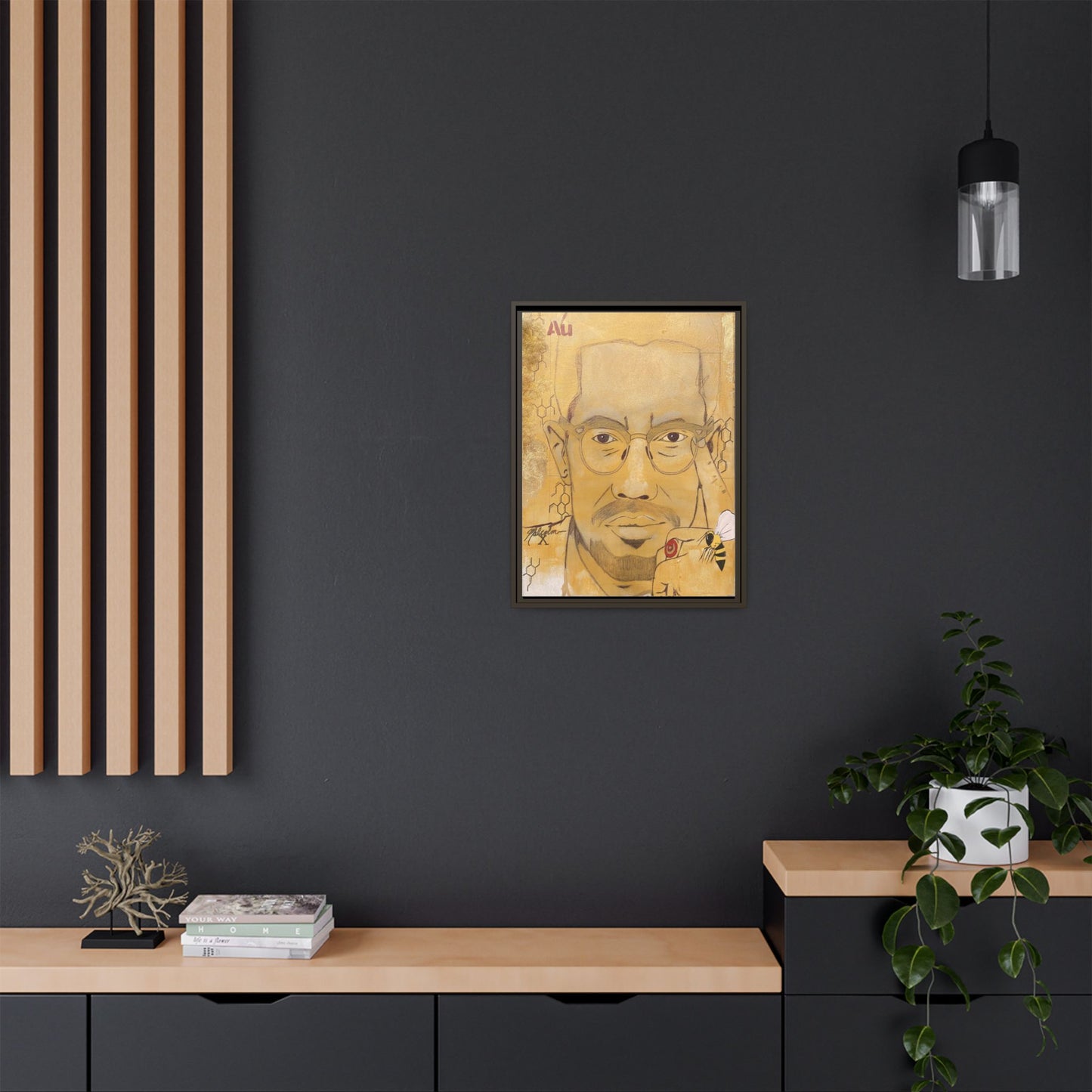 Malcolm X- Gold "Au" Series Framed Art Print Multi-Color