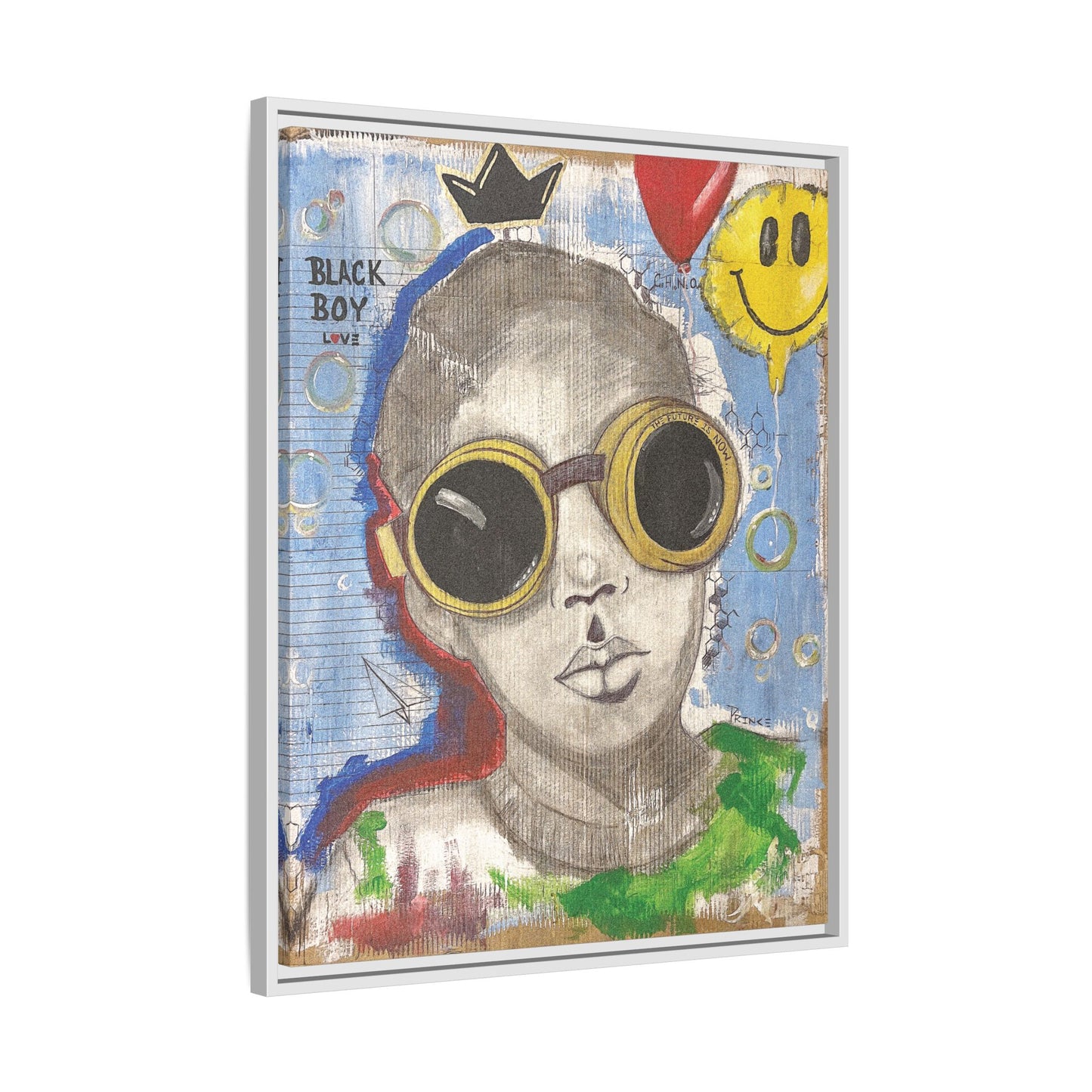 Black Boy Joy "Prince" -Framed Canvas Art Print Multi-Color Wall Decor