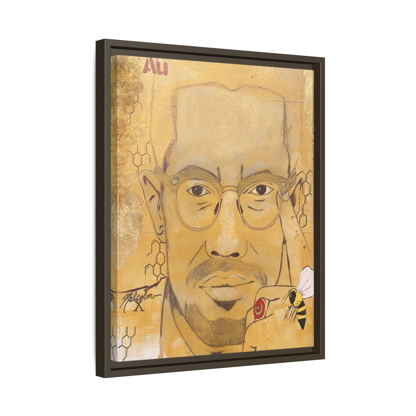 Malcolm X- Gold "Au" Series Framed Art Print Multi-Color