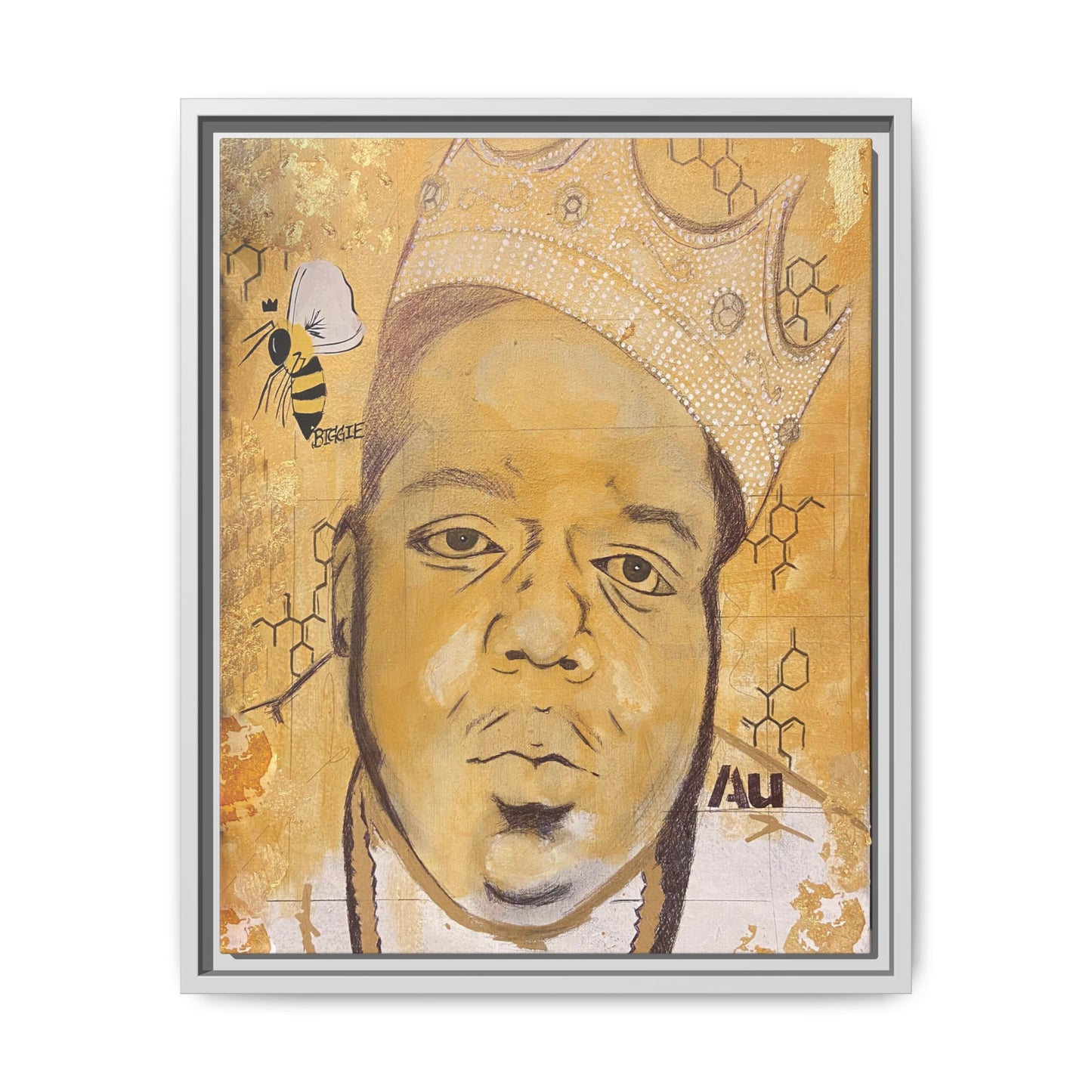Biggie Smalls - Gold "Au" Series Framed Multi-Color Canvas Art Hip Hop Culture