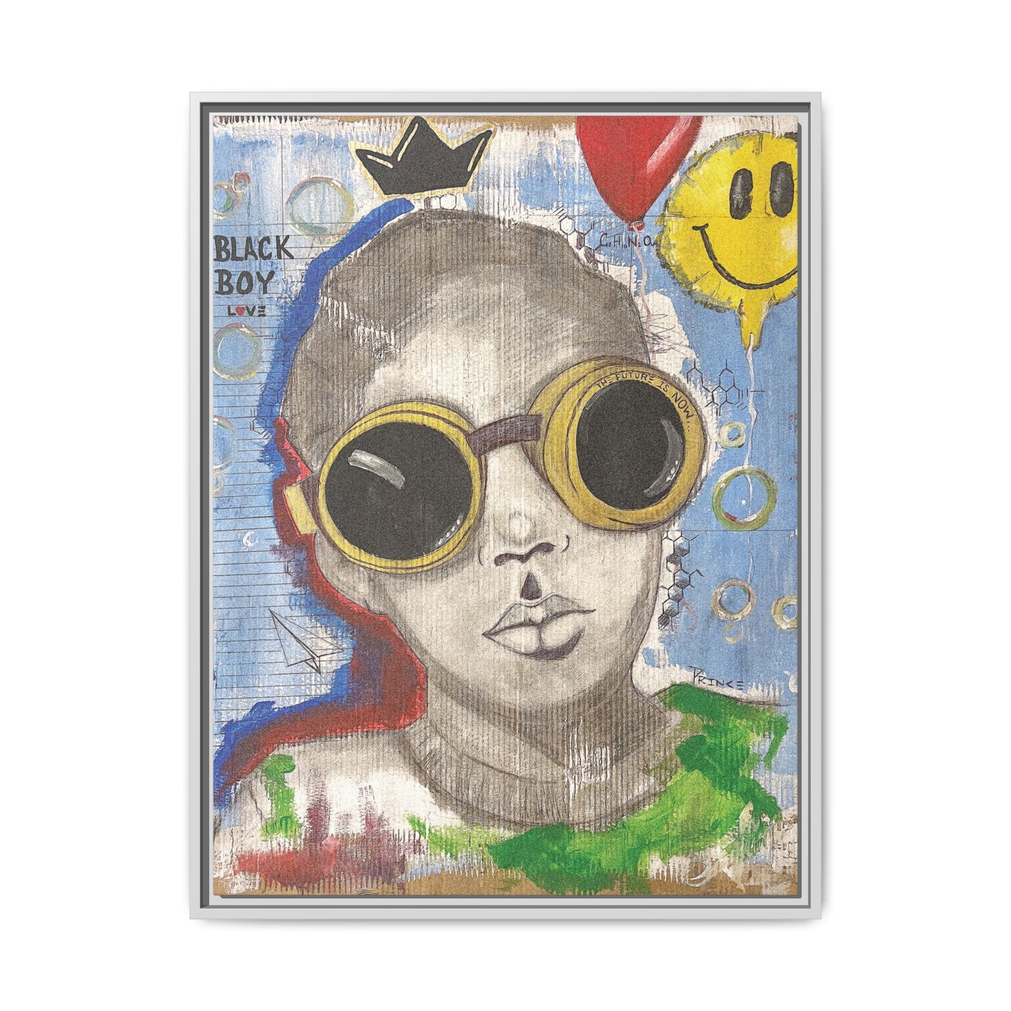 Black Boy Joy "Prince" -Framed Canvas Art Print Multi-Color Wall Decor