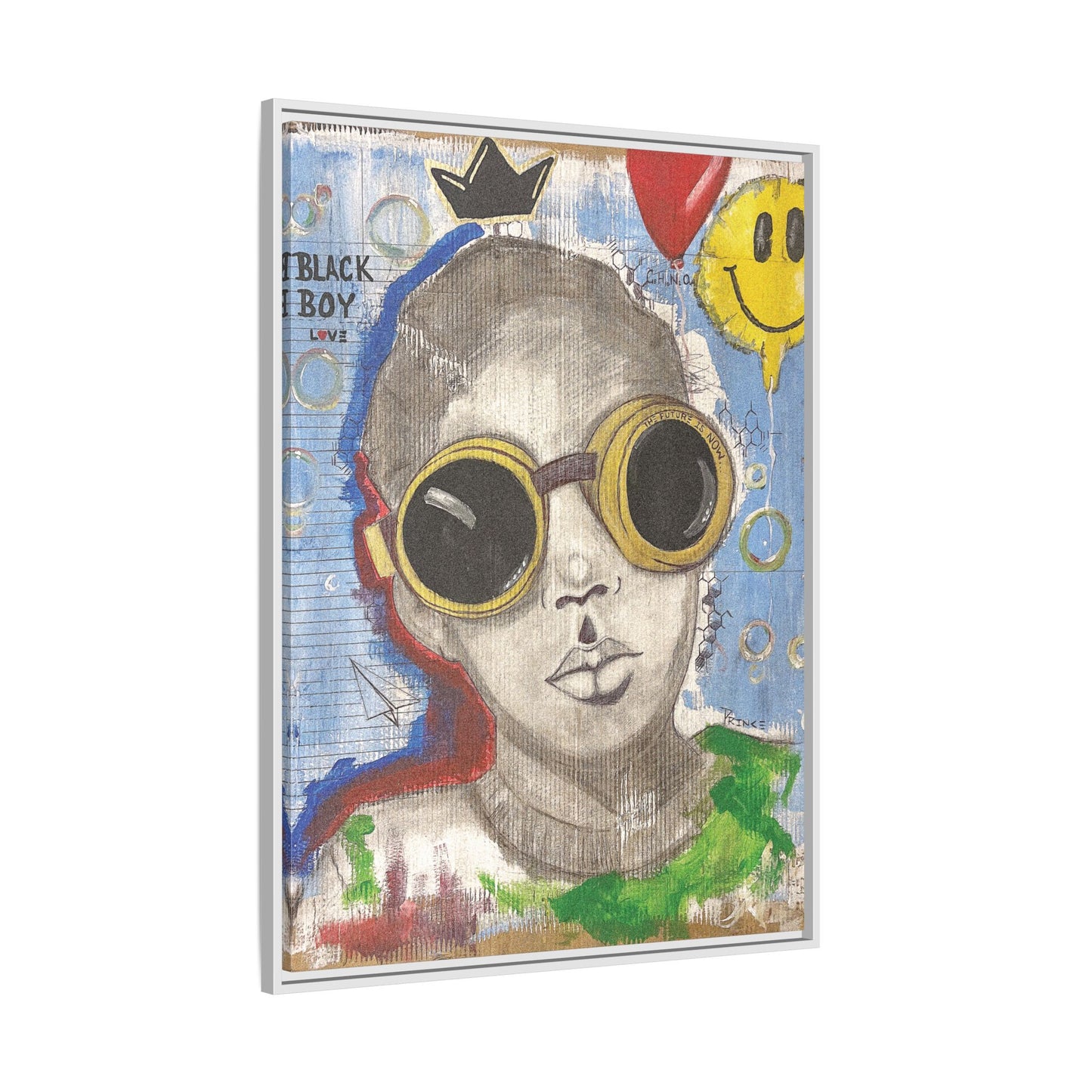 Black Boy Joy "Prince" -Framed Canvas Art Print Multi-Color Wall Decor