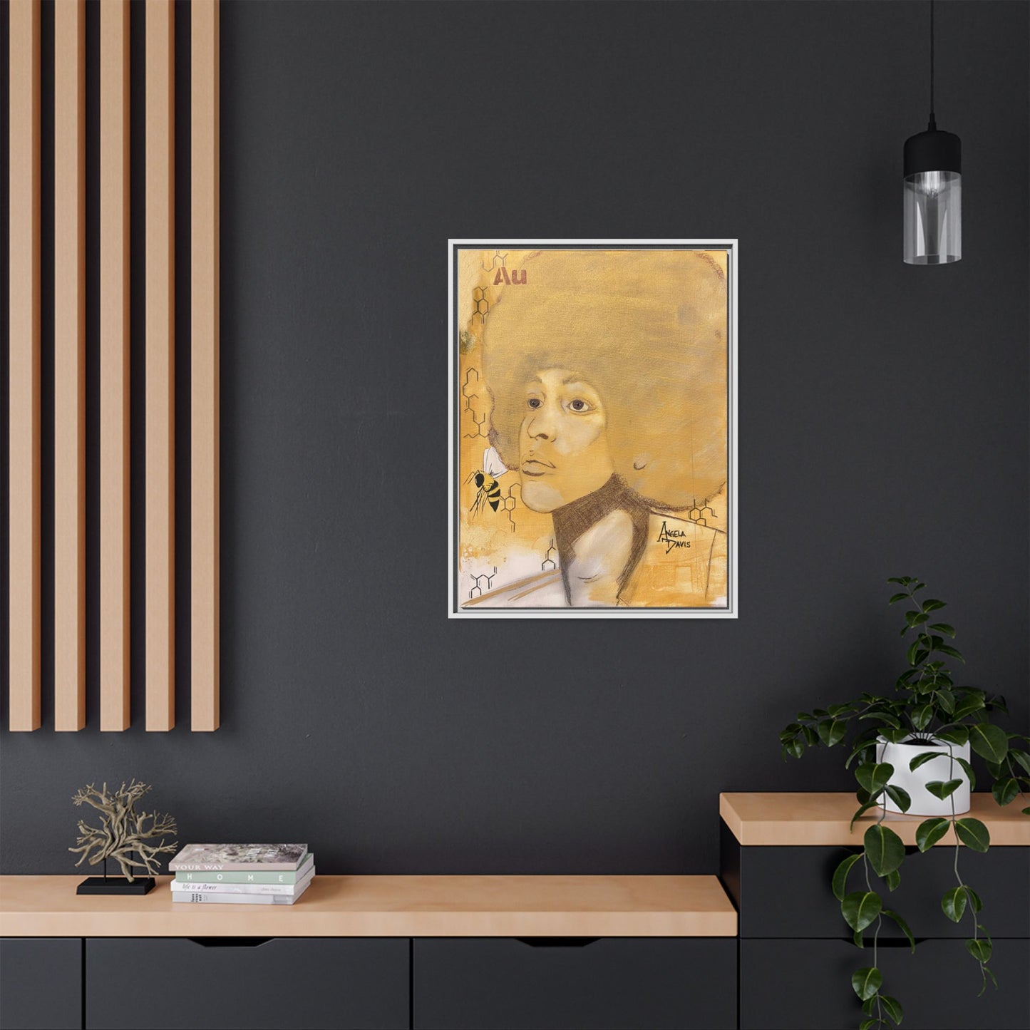 Angela Davis- Gold "Au" Series Framed Matte Canvas Art