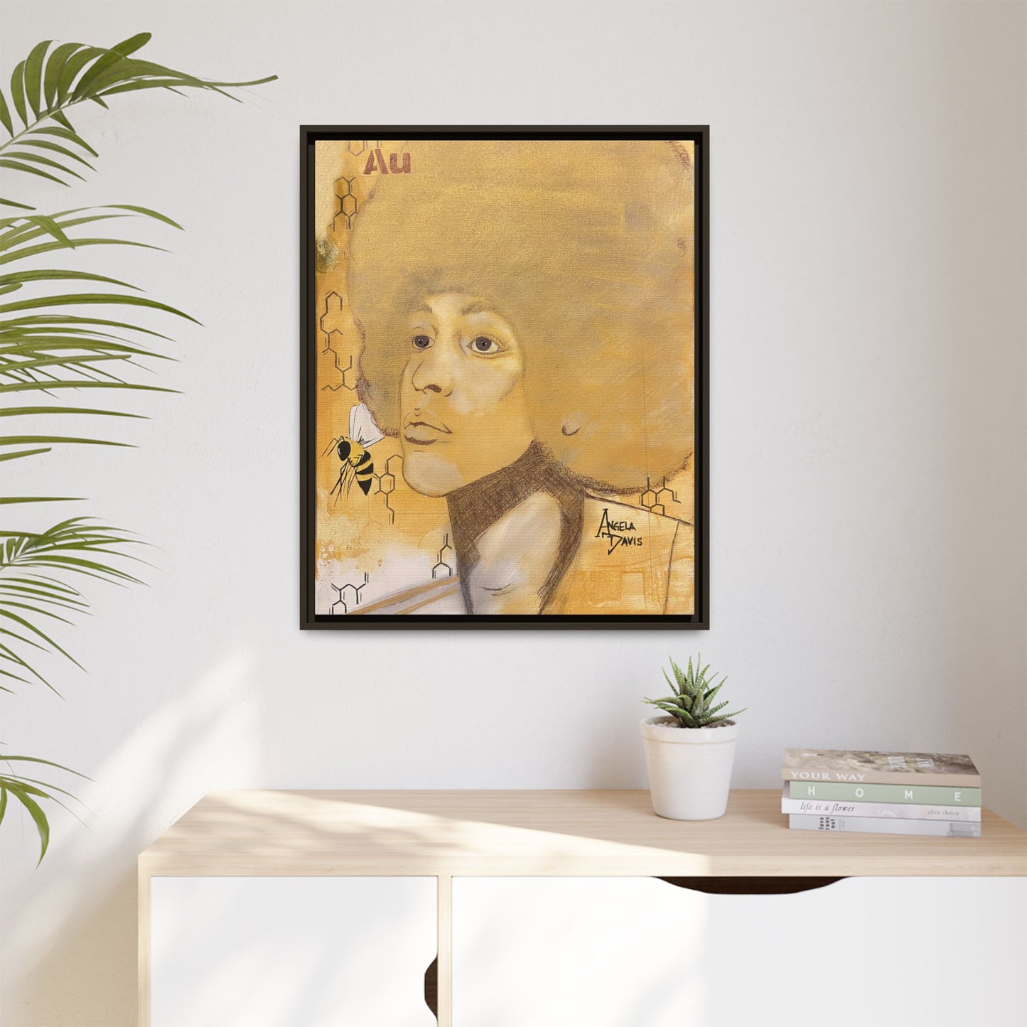 Angela Davis- Gold "Au" Series Framed Matte Canvas Art