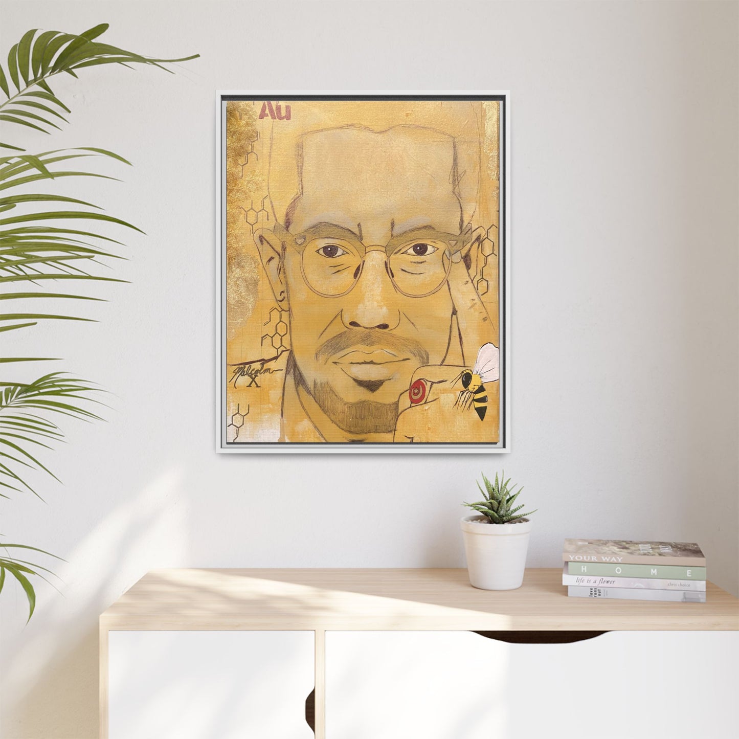 Malcolm X- Gold "Au" Series Framed Art Print Multi-Color