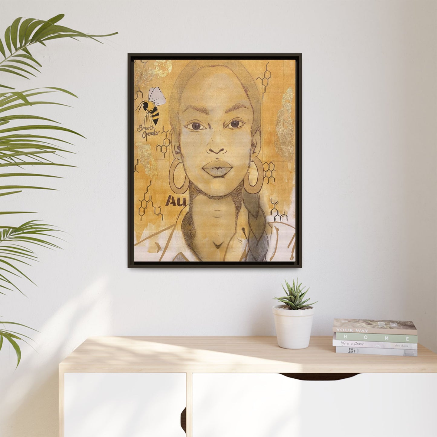 Sade- Gold "Au" Series Framed Canvas Art Multi-Color Wall Decor