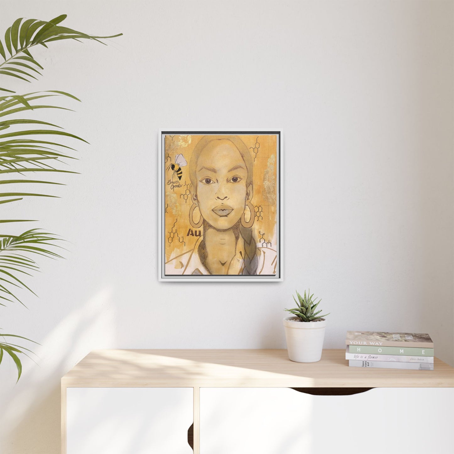 Sade- Gold "Au" Series Framed Canvas Art Multi-Color Wall Decor
