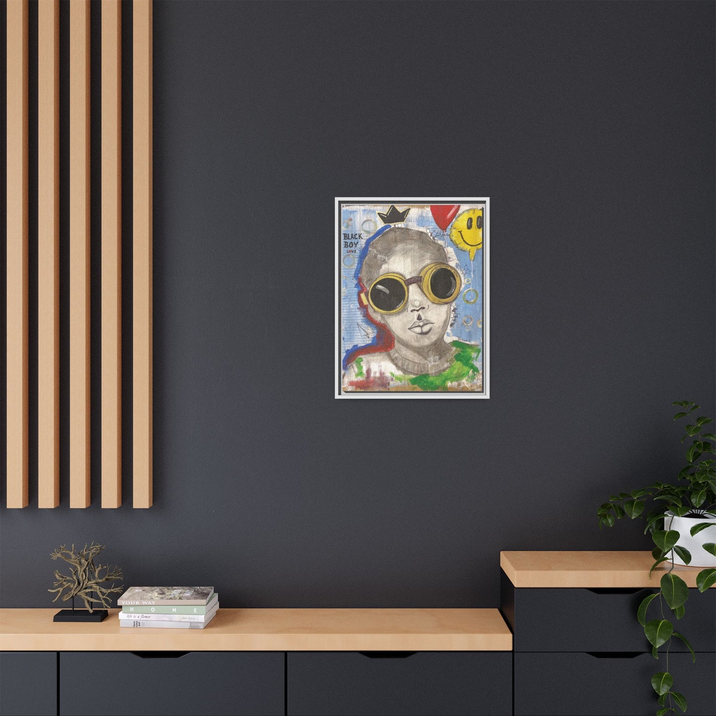 Black Boy Joy "Prince" -Framed Canvas Art Print Multi-Color Wall Decor