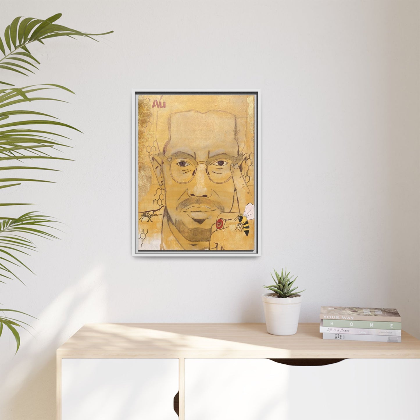 Malcolm X- Gold "Au" Series Framed Art Print Multi-Color