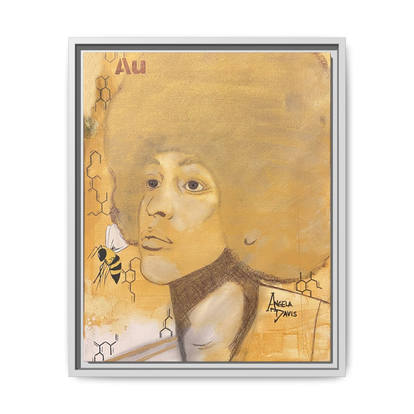 Angela Davis- Gold "Au" Series Framed Matte Canvas Art