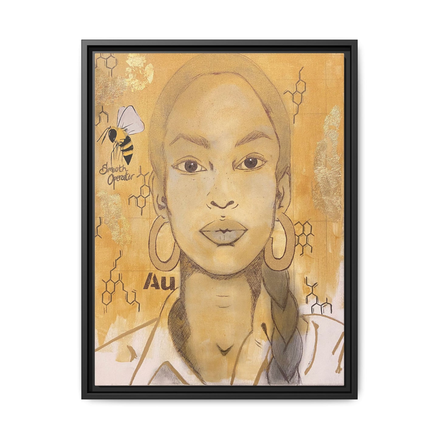 Sade- Gold "Au" Series Framed Canvas Art Multi-Color Wall Decor