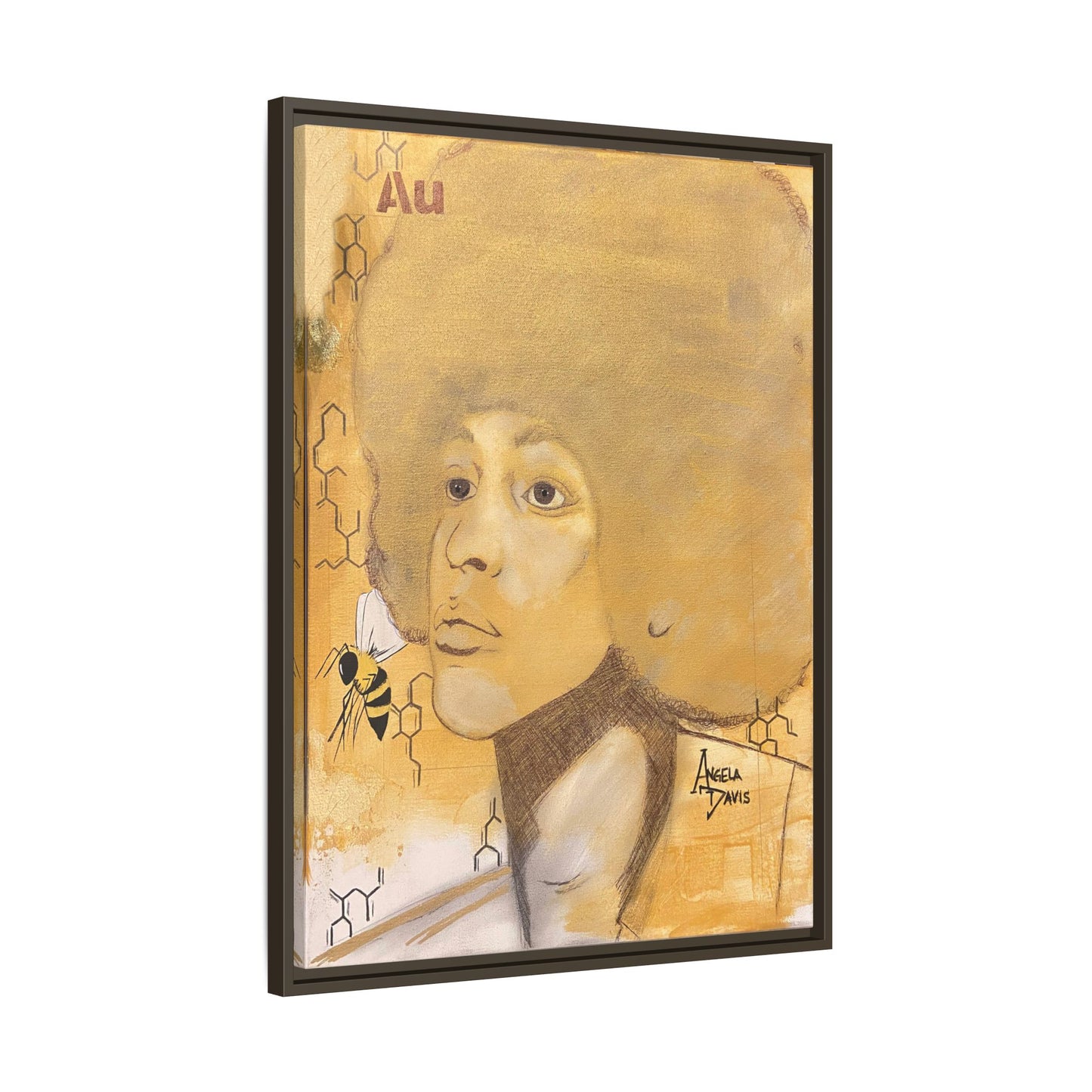 Angela Davis- Gold "Au" Series Framed Matte Canvas Art