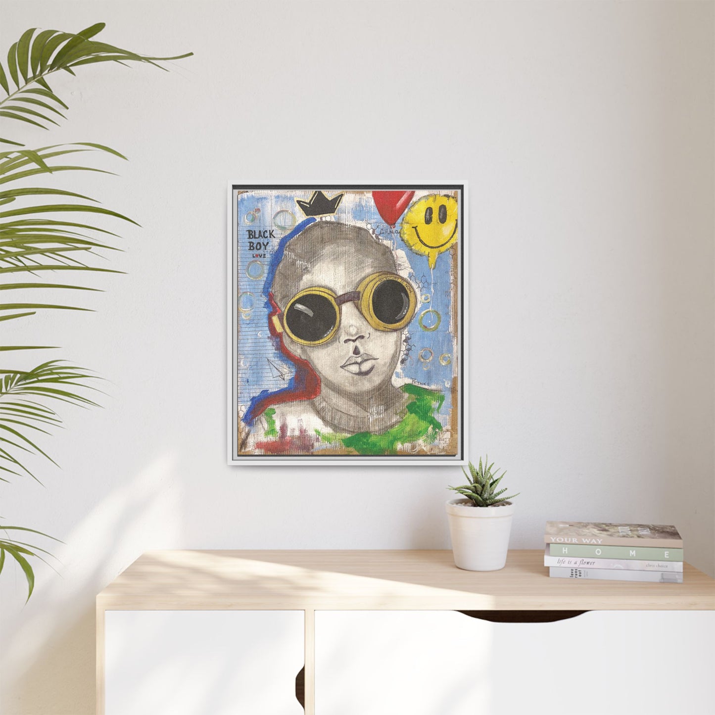 Black Boy Joy "Prince" -Framed Canvas Art Print Multi-Color Wall Decor