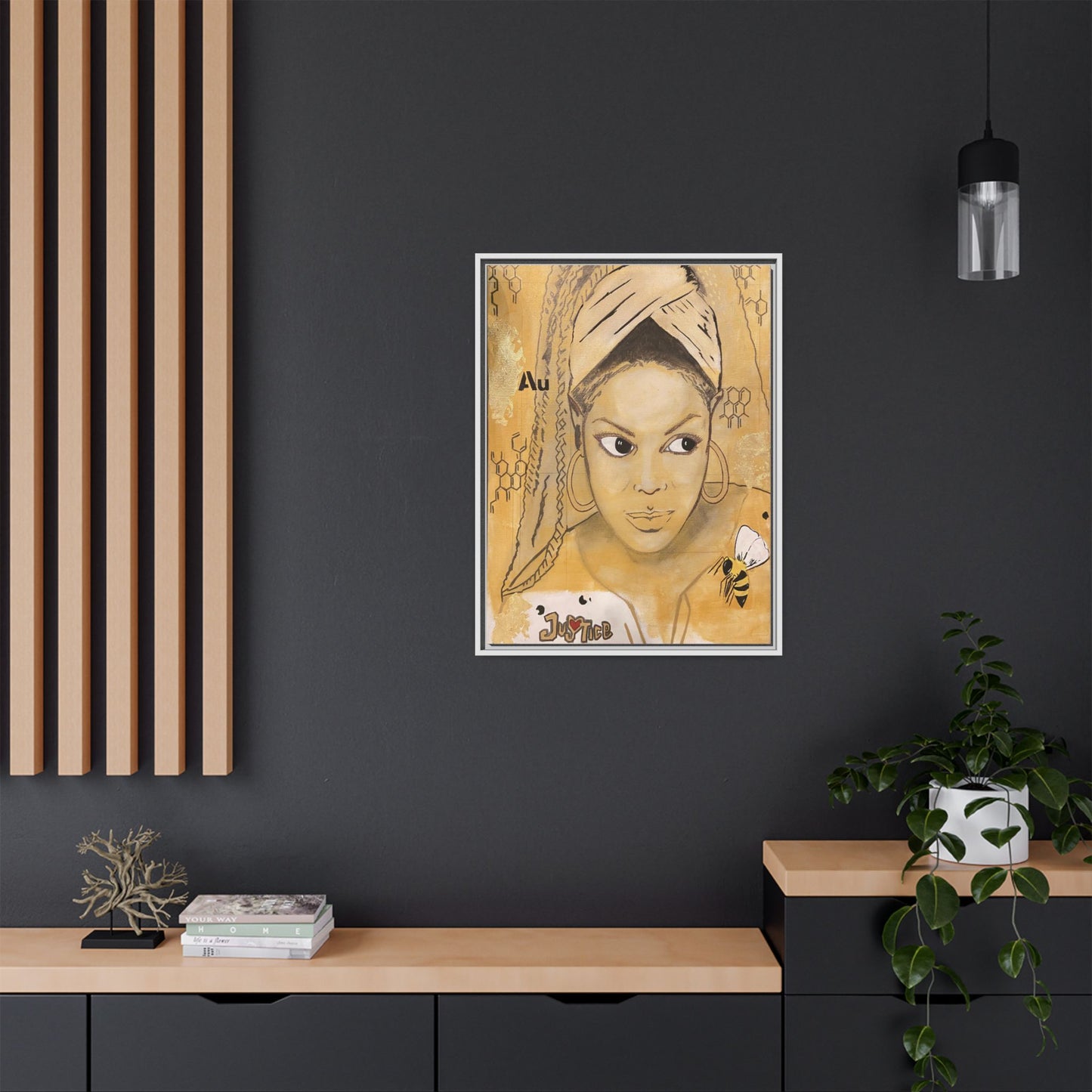 Janet Jackson- Gold "Au" Series Framed Multi-Color Matte Canvas Art -