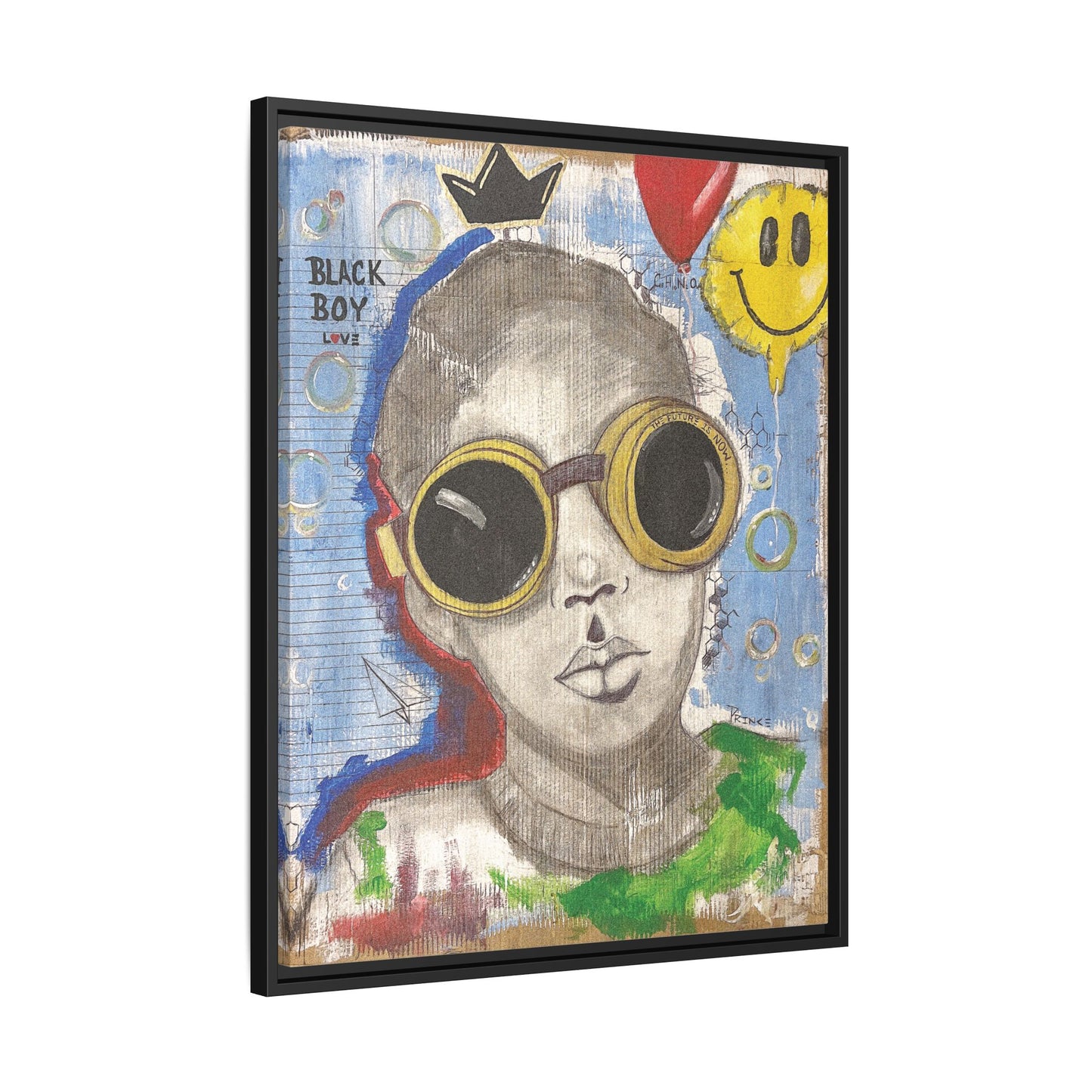 Black Boy Joy "Prince" -Framed Canvas Art Print Multi-Color Wall Decor
