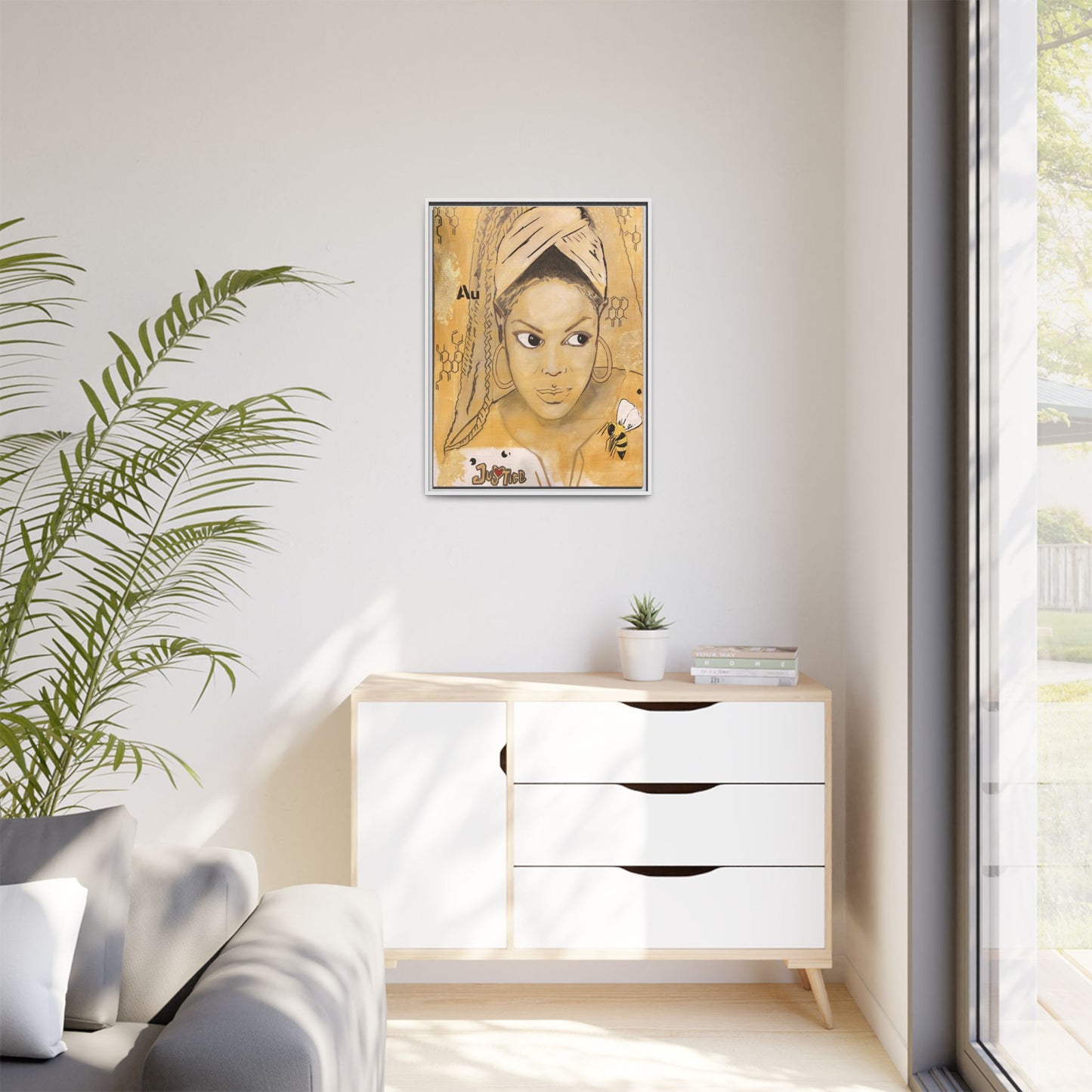 Janet Jackson- Gold "Au" Series Framed Multi-Color Matte Canvas Art -